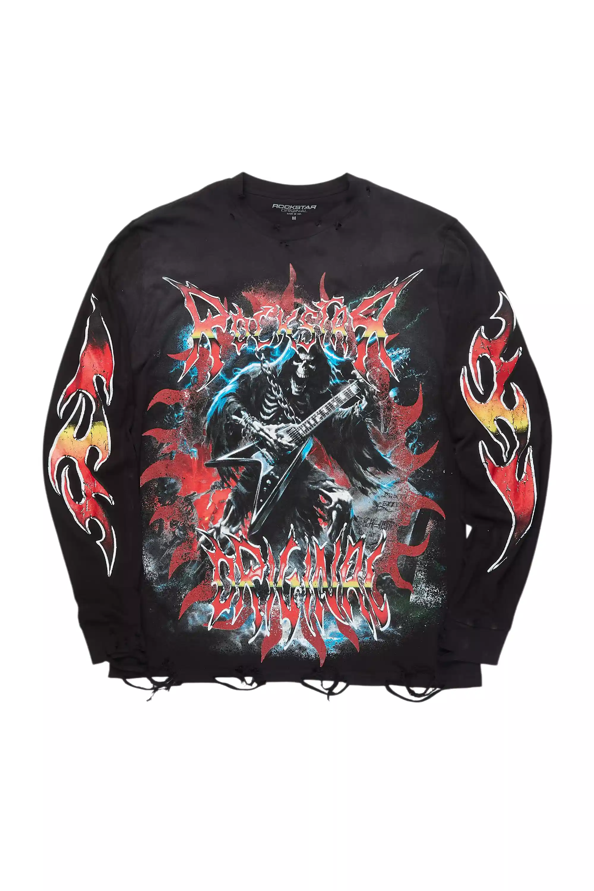 Farina Black Graphic Long Sleeve Tee