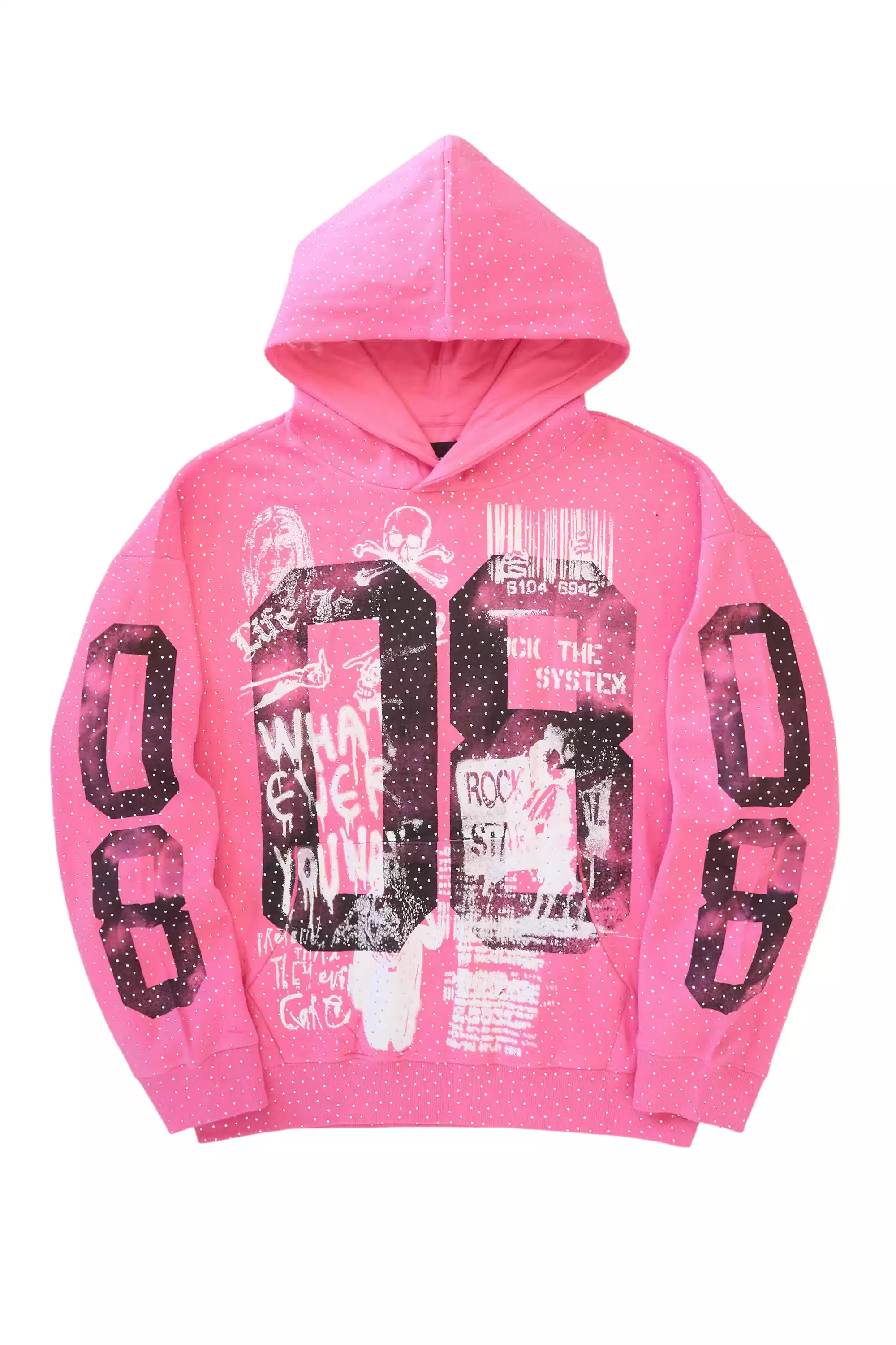 Kamille Pink Rhinestone Hoodie