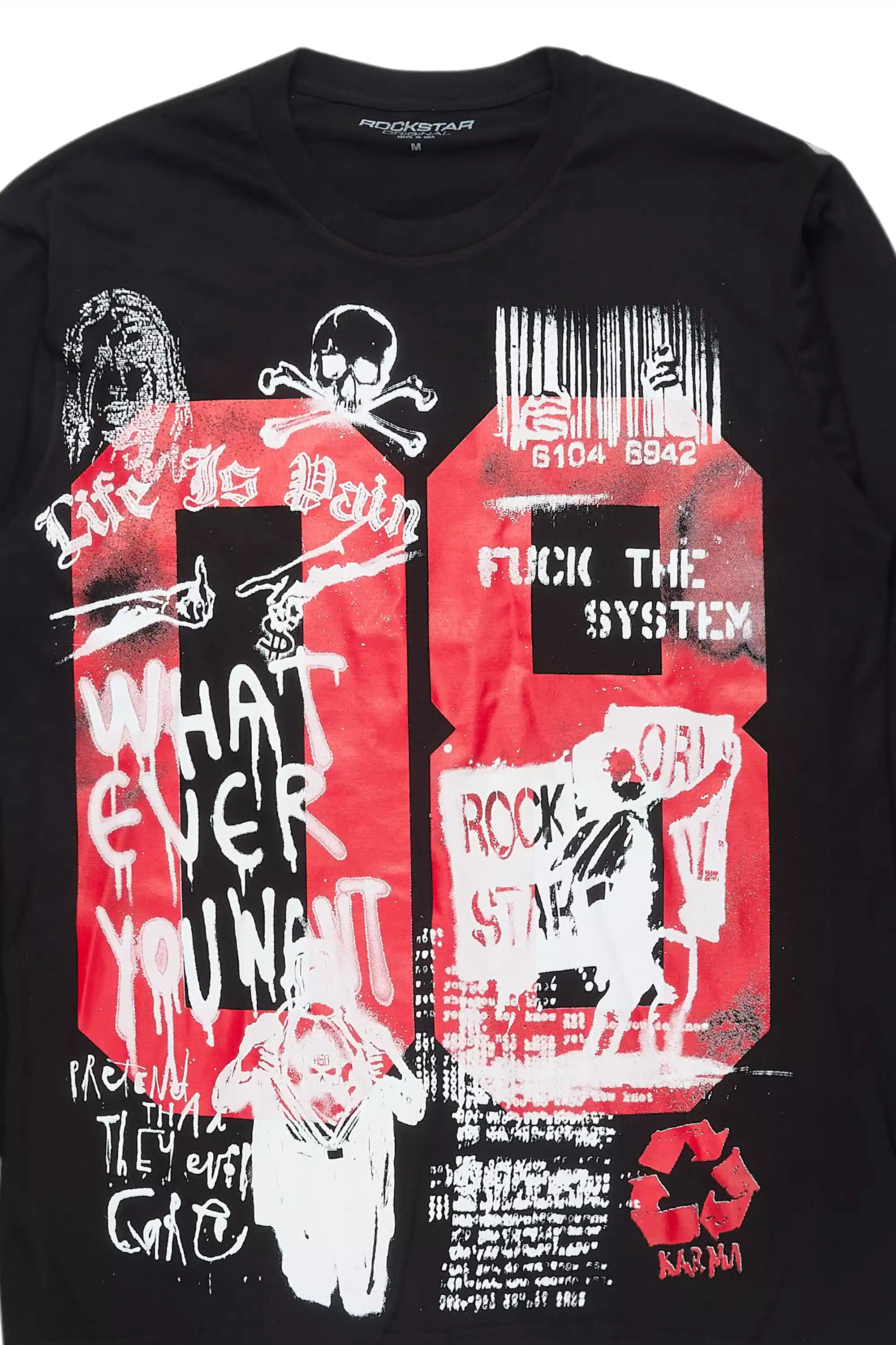 Kammile Black/White Long Sleeve Graphic T-Shirt