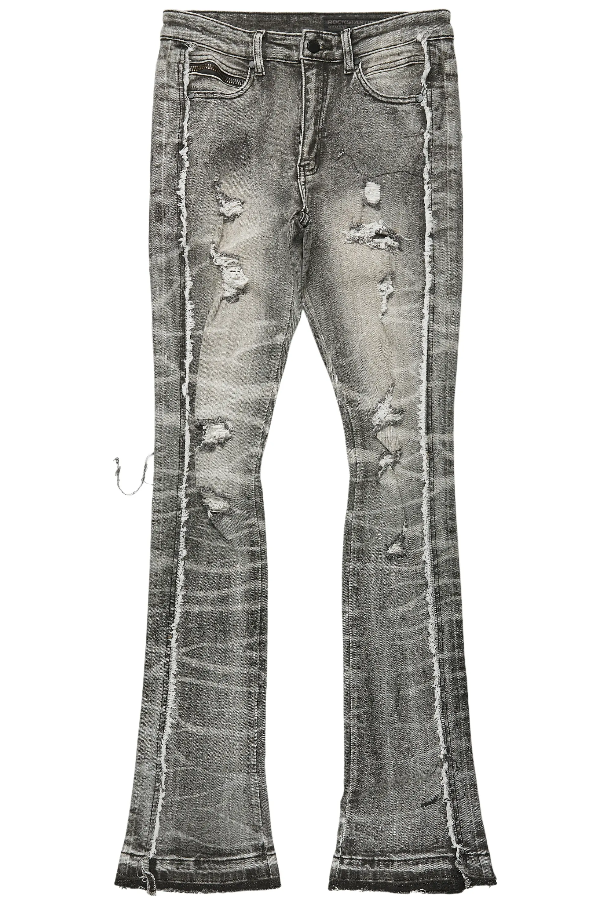 Rugged Black Stacked Flare Jean