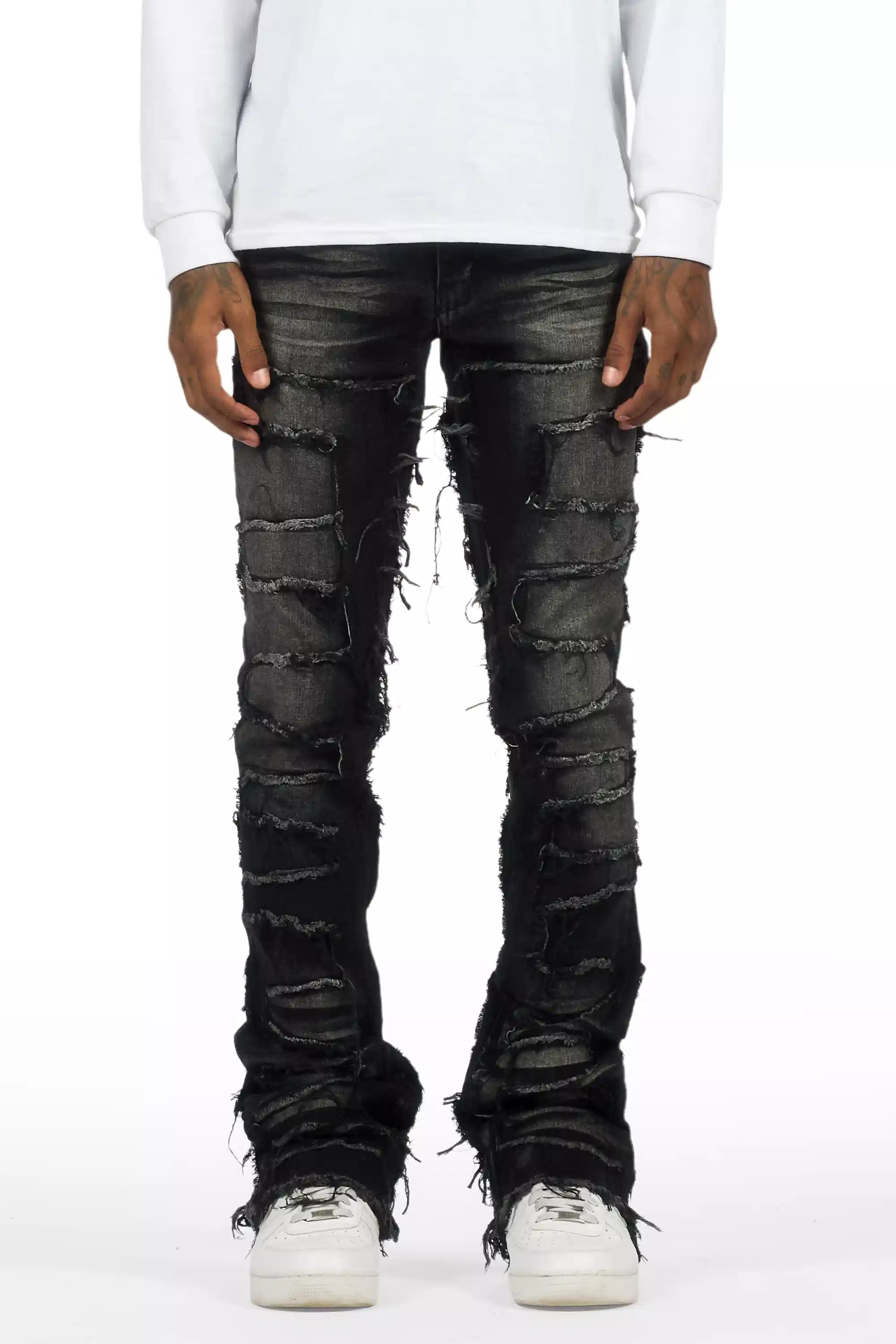 7100-shake-dark-grey-stacked-flare-jean-10.webp Shake Dark Grey Stacked Flare Jean