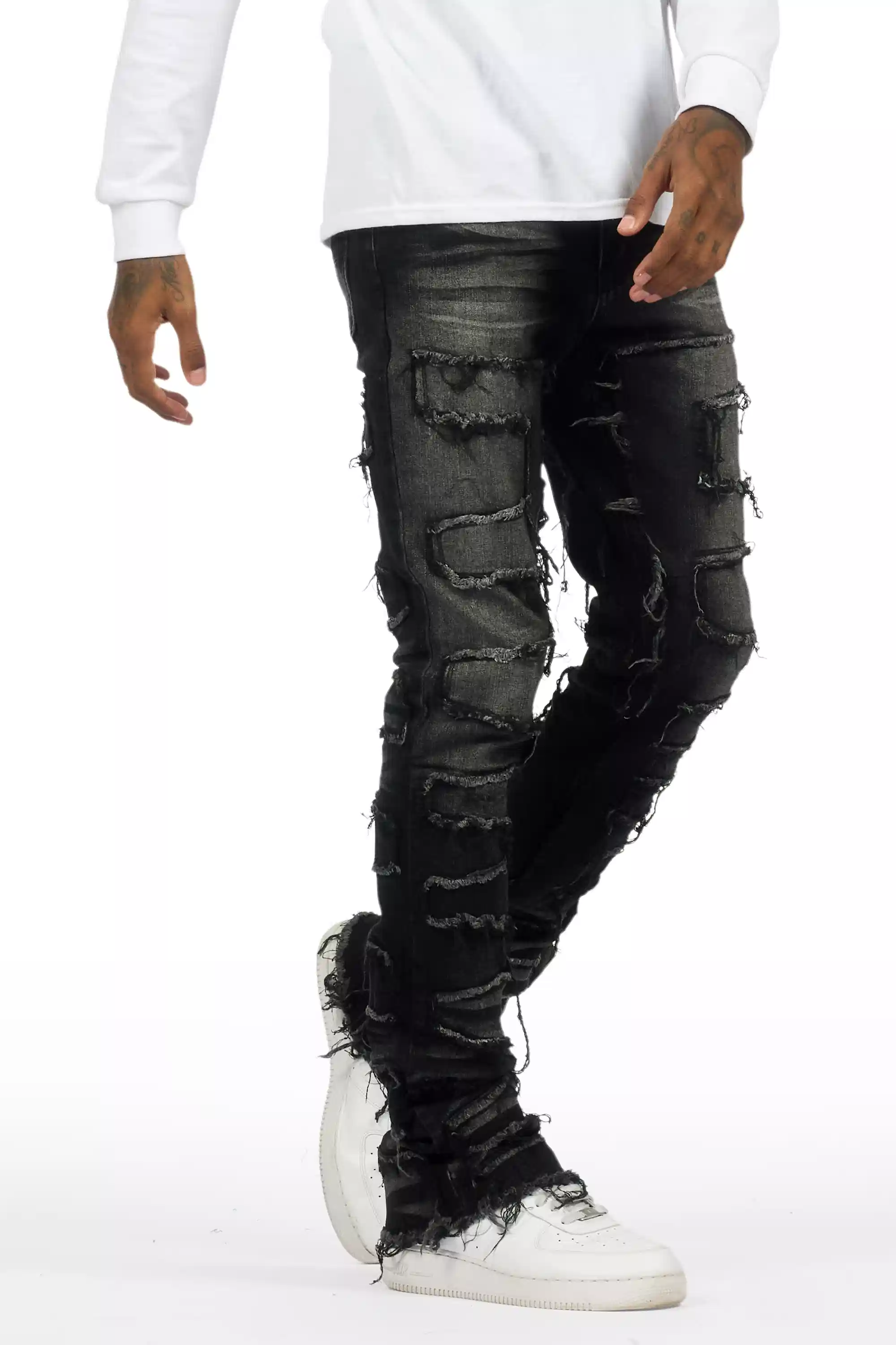 7100-shake-dark-grey-stacked-flare-jean-12.webp Shake Dark Grey Stacked Flare Jean