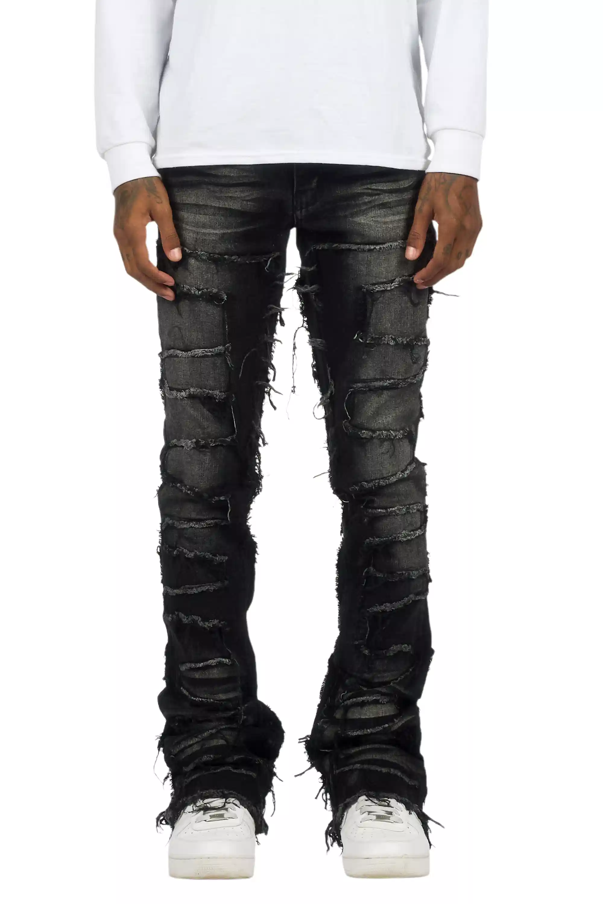 7100-shake-dark-grey-stacked-flare-jean-16.webp Shake Dark Grey Stacked Flare Jean