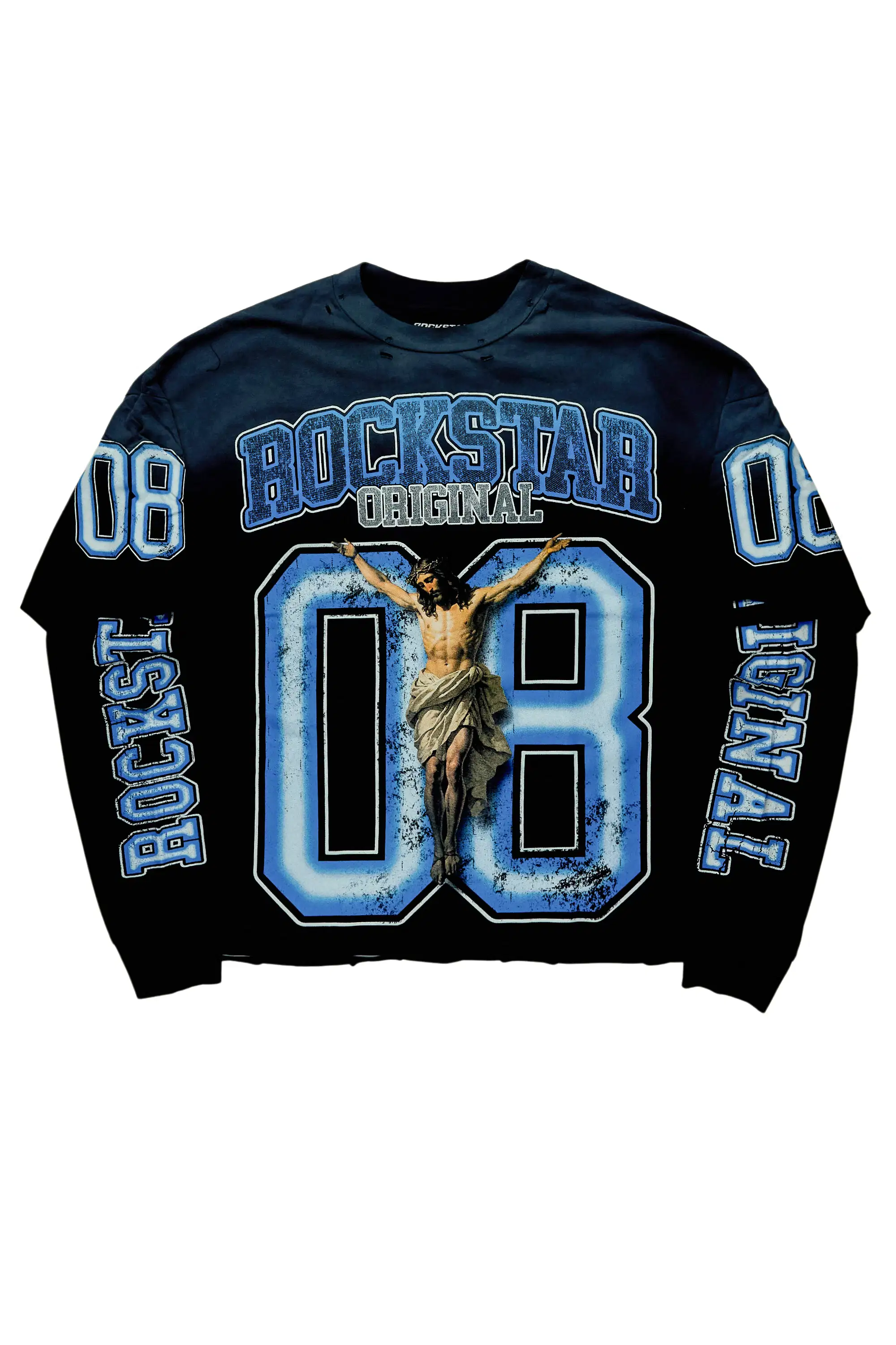 Fields Black/Blue Double Layer Long Sleeve Graphic T-Shirt