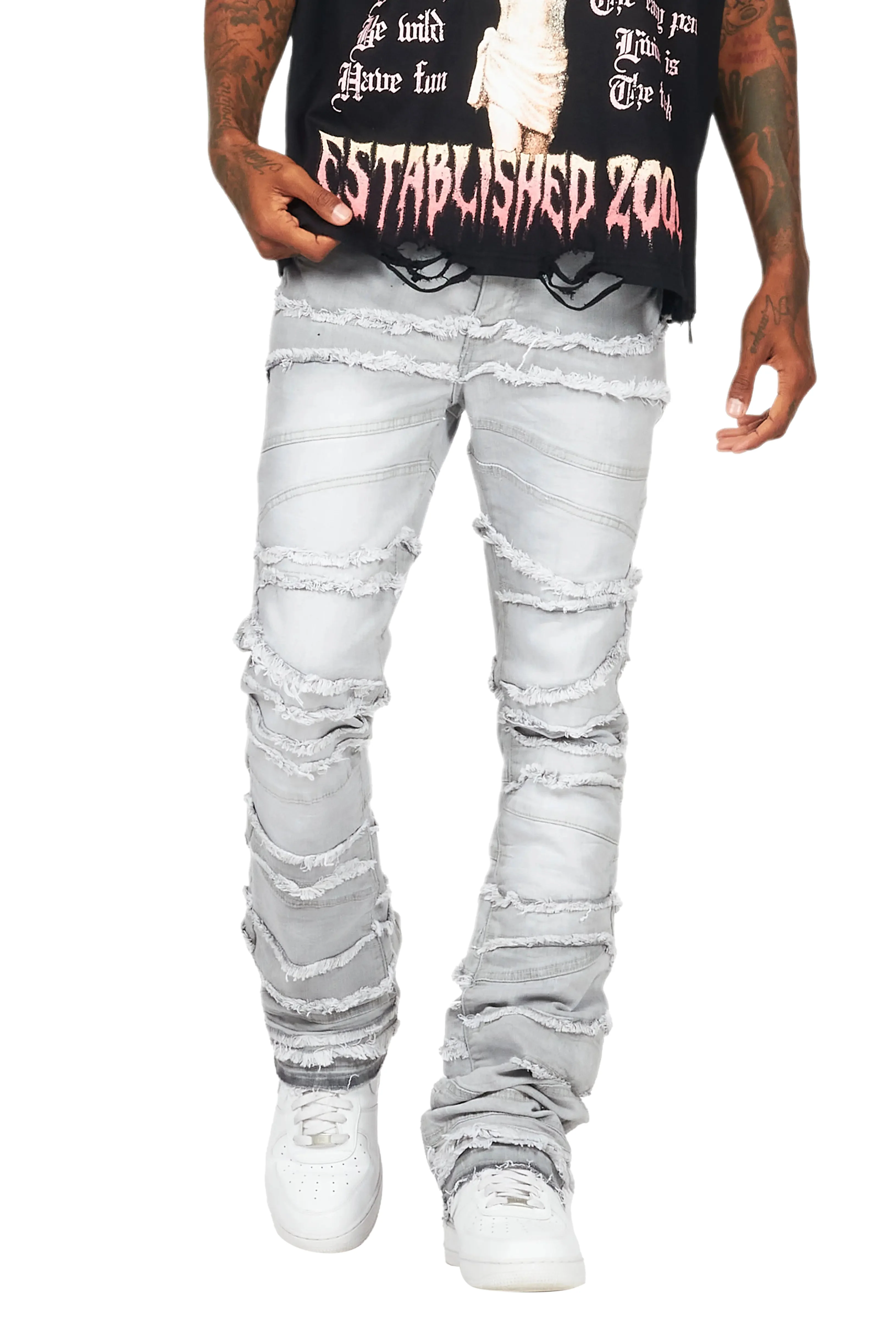 7184-franko-light-grey-stacked-flare-jean-13.webp Franko Light Grey Stacked Flare Jean
