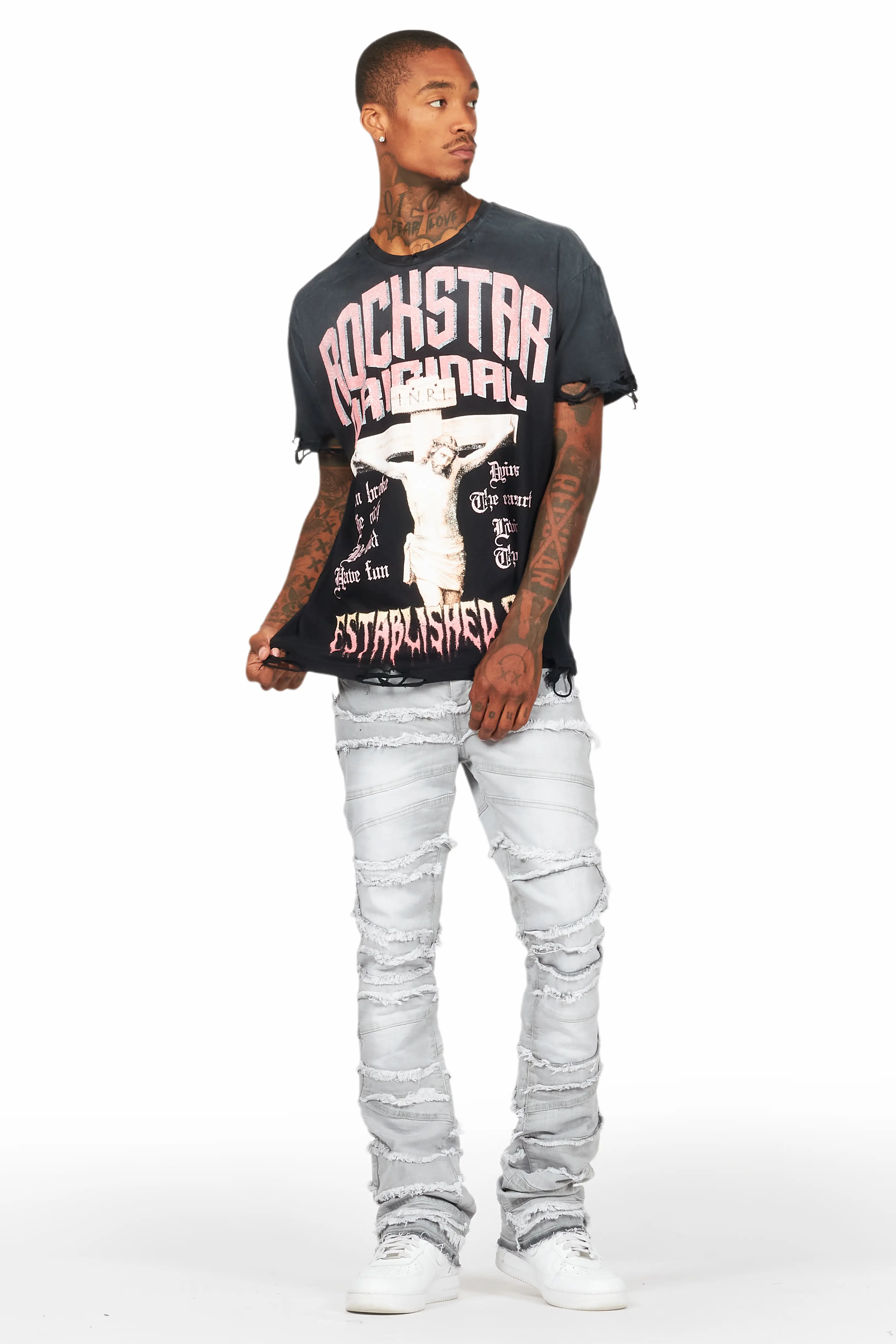 7184-franko-light-grey-stacked-flare-jean-4.webp Franko Light Grey Stacked Flare Jean