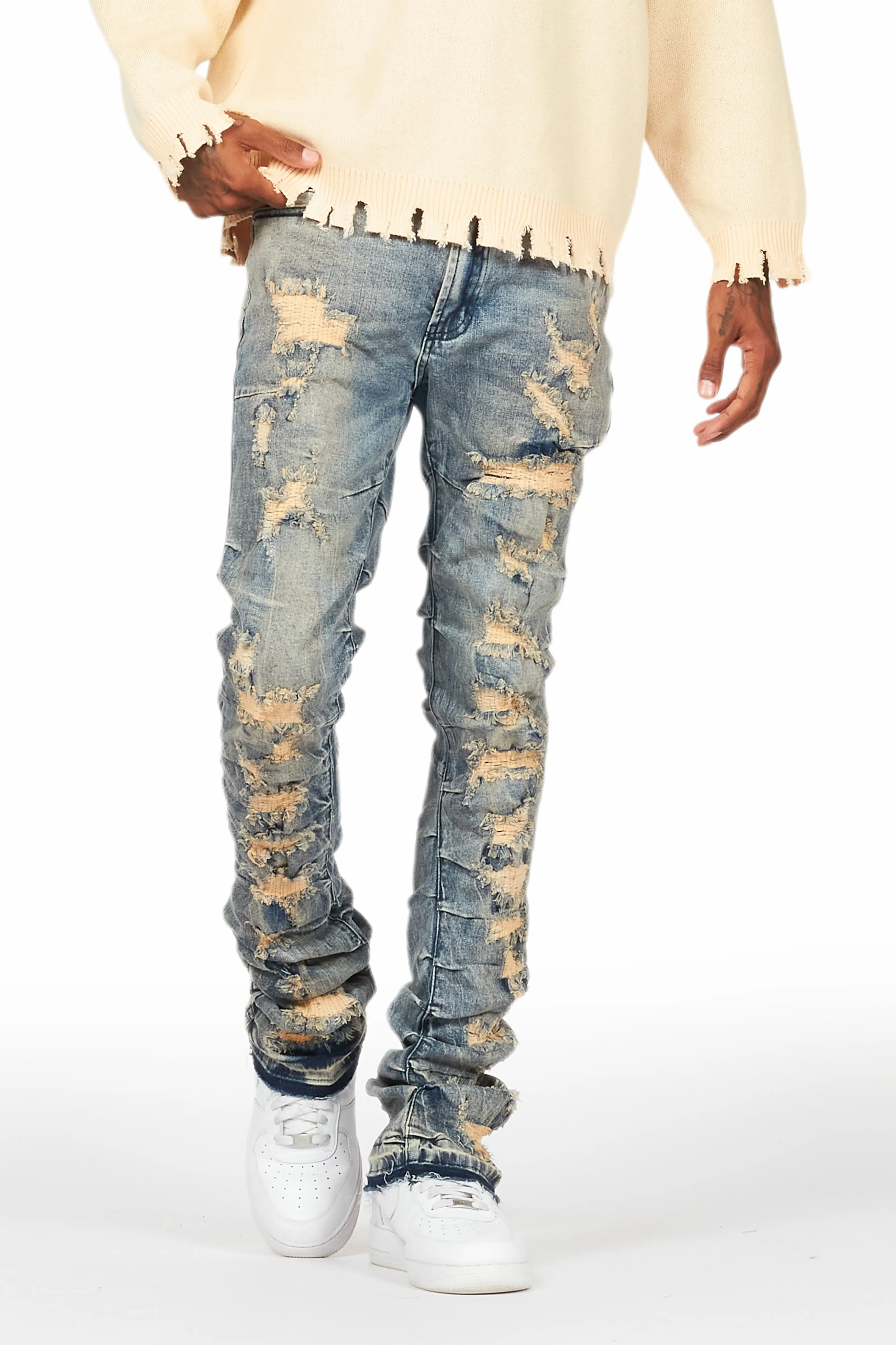 Mercol Blue Stacked Flare Jean
