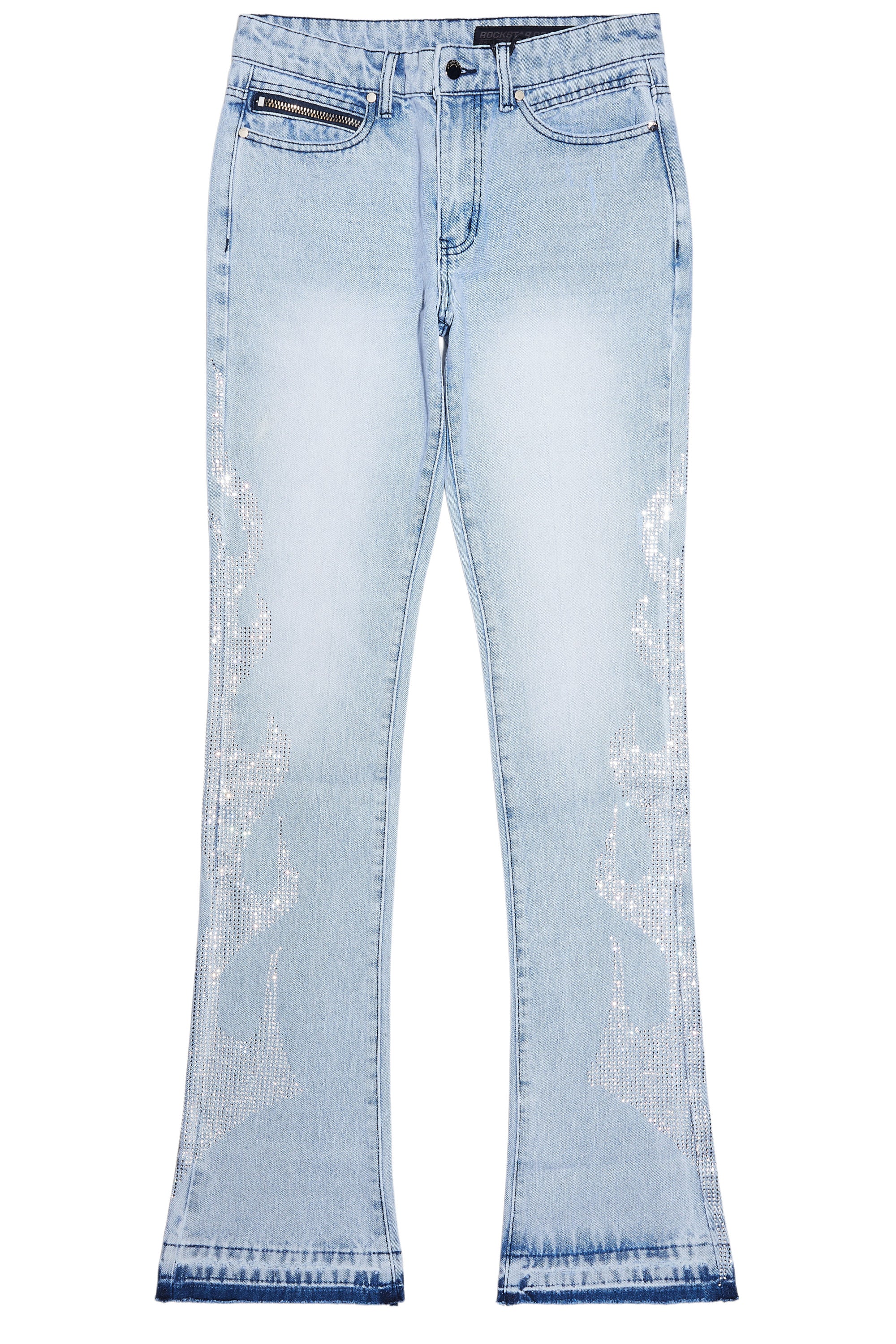 7666-jian-light-blue-rhinestone-stacked-flare-jean-2.jpg Jian Light Blue Rhinestone Stacked Flare Jean