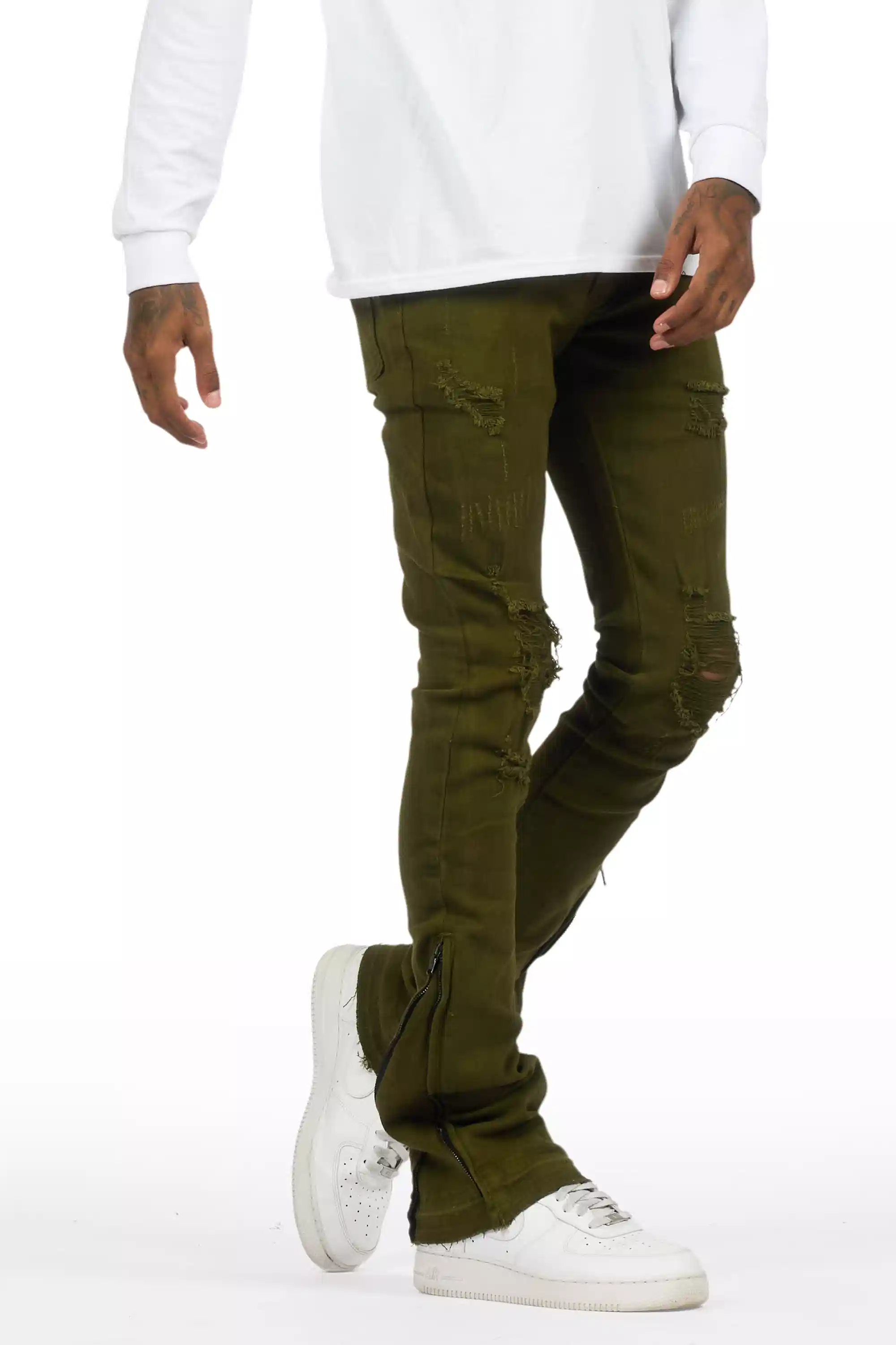 7676-jaymes-olive-stacked-flare-jean-4.webp Jaymes Olive Stacked Flare Jean