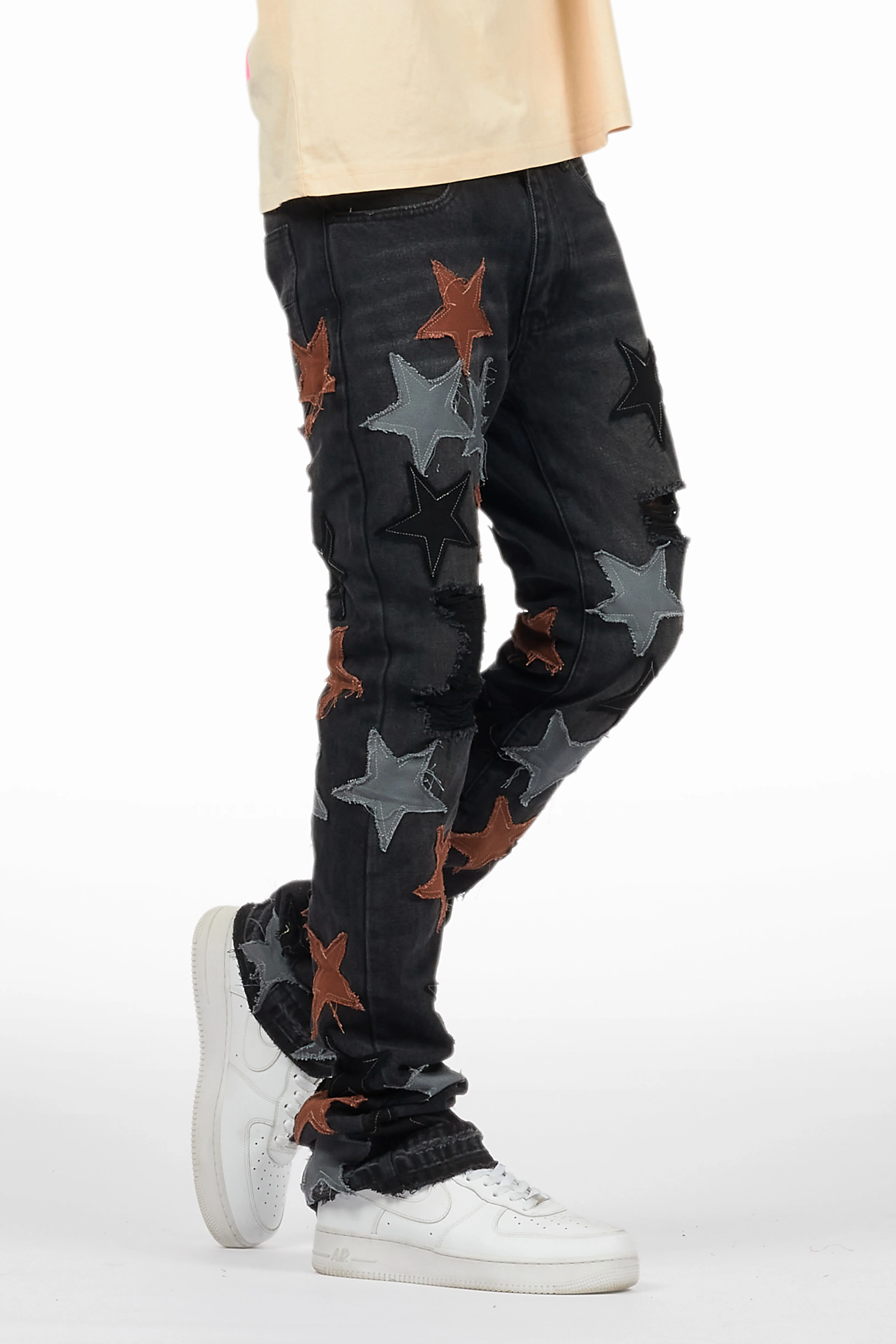 StarLane Dark Grey Stacked Flare Jean