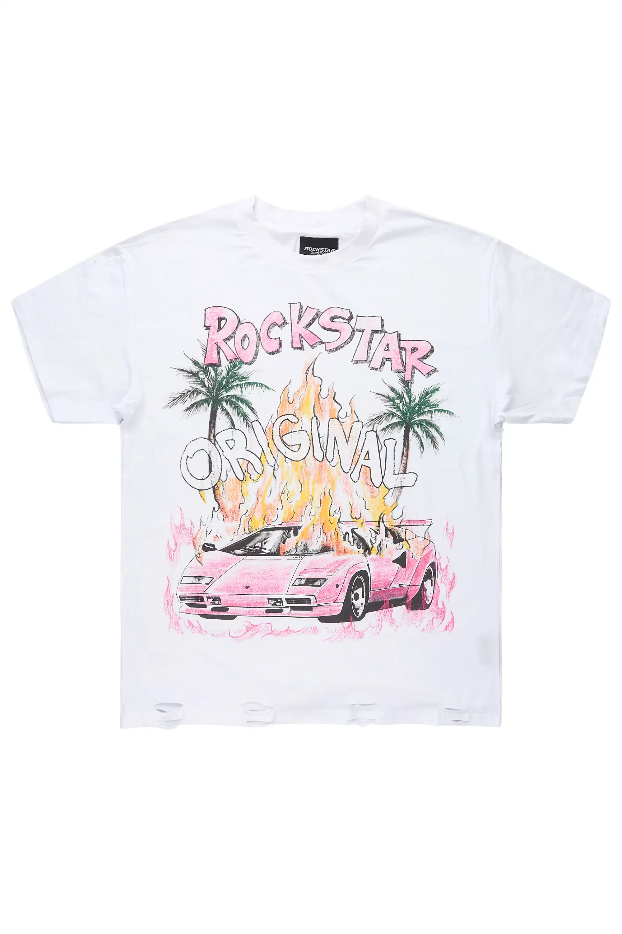 Axrian White Oversized Graphic T-Shirt