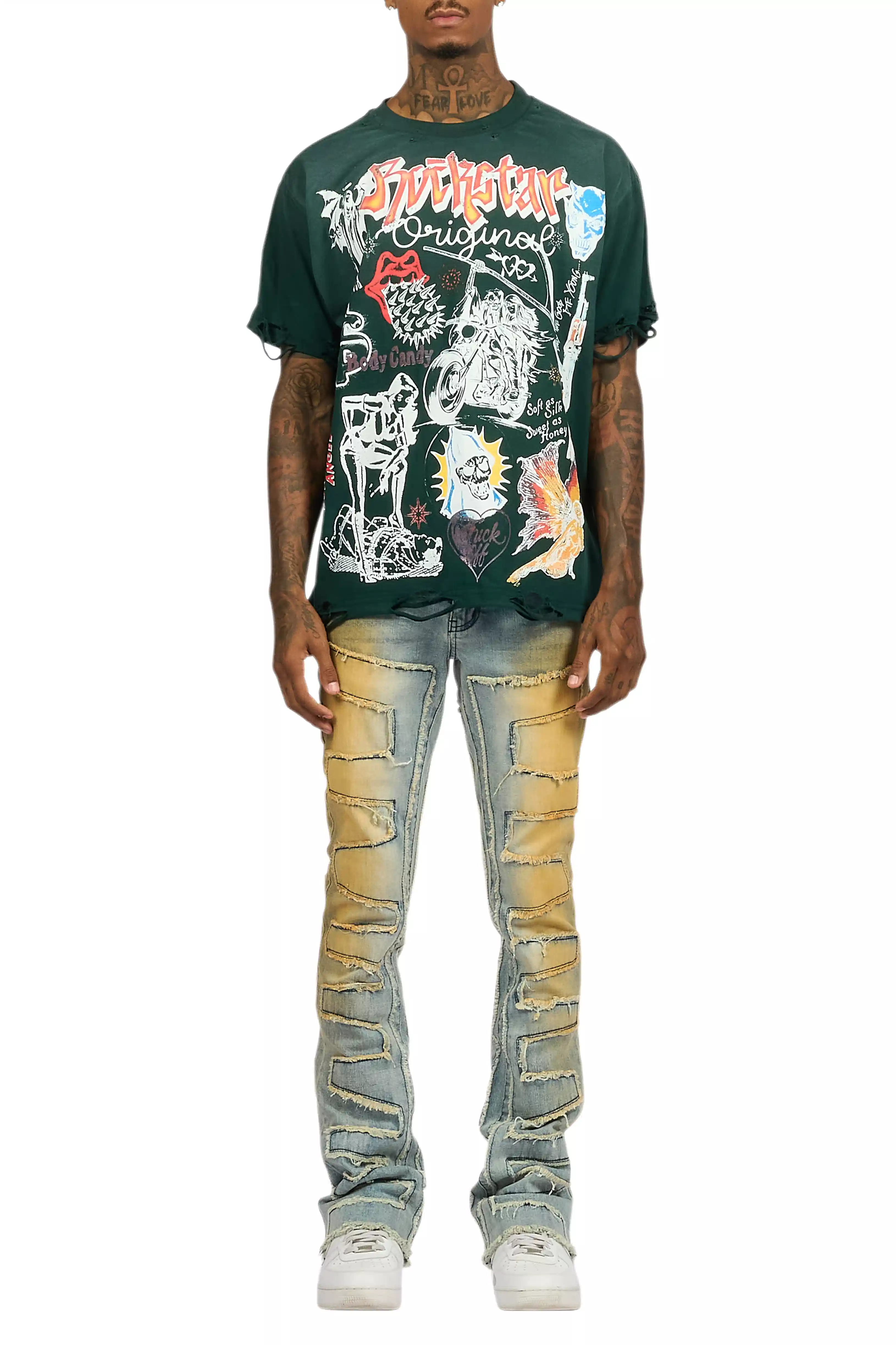 7749-shake-dirty-blue-stacked-flare-jean-11.webp Shake Dirty Blue Stacked Flare Jean