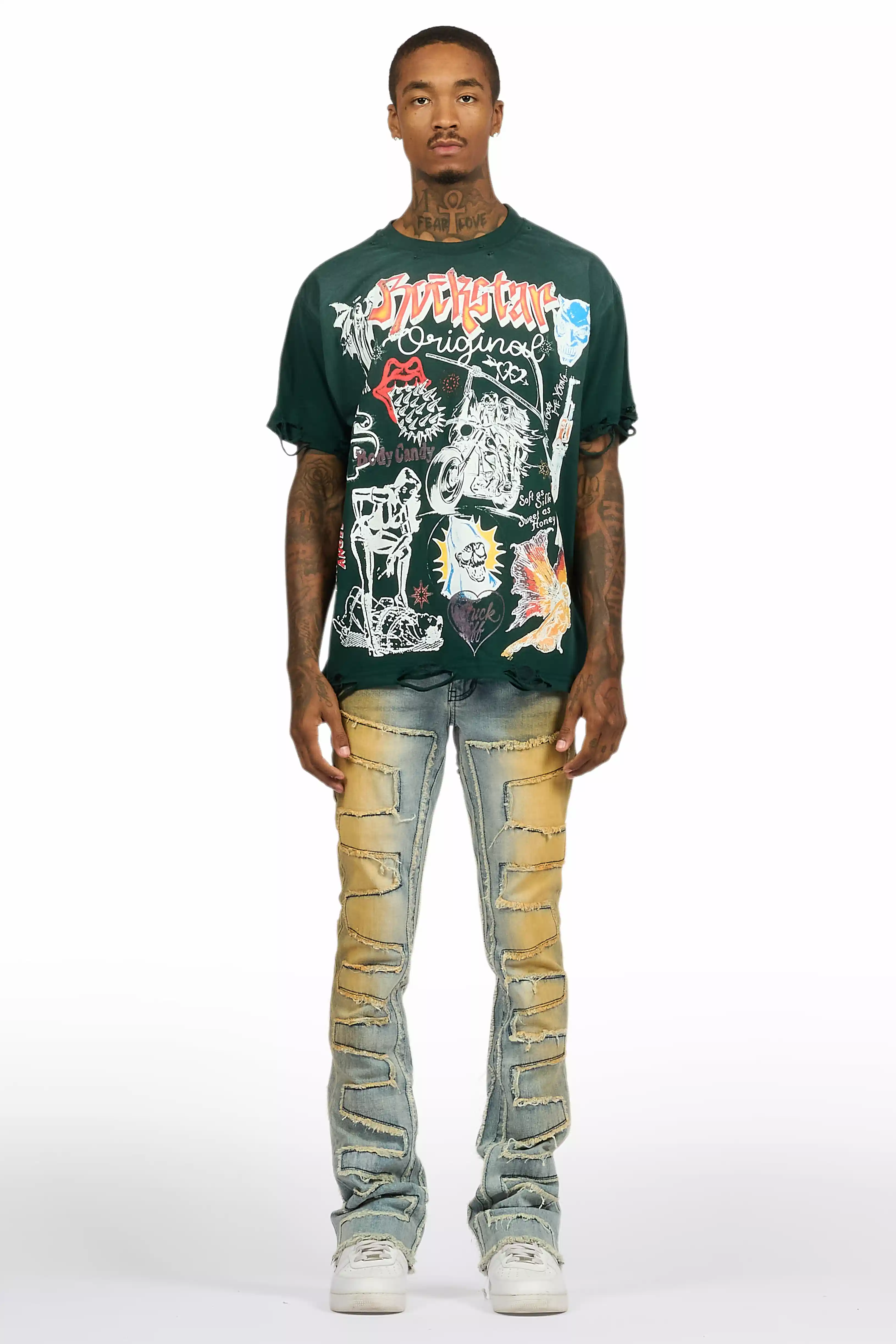 7749-shake-dirty-blue-stacked-flare-jean-3.webp Shake Dirty Blue Stacked Flare Jean