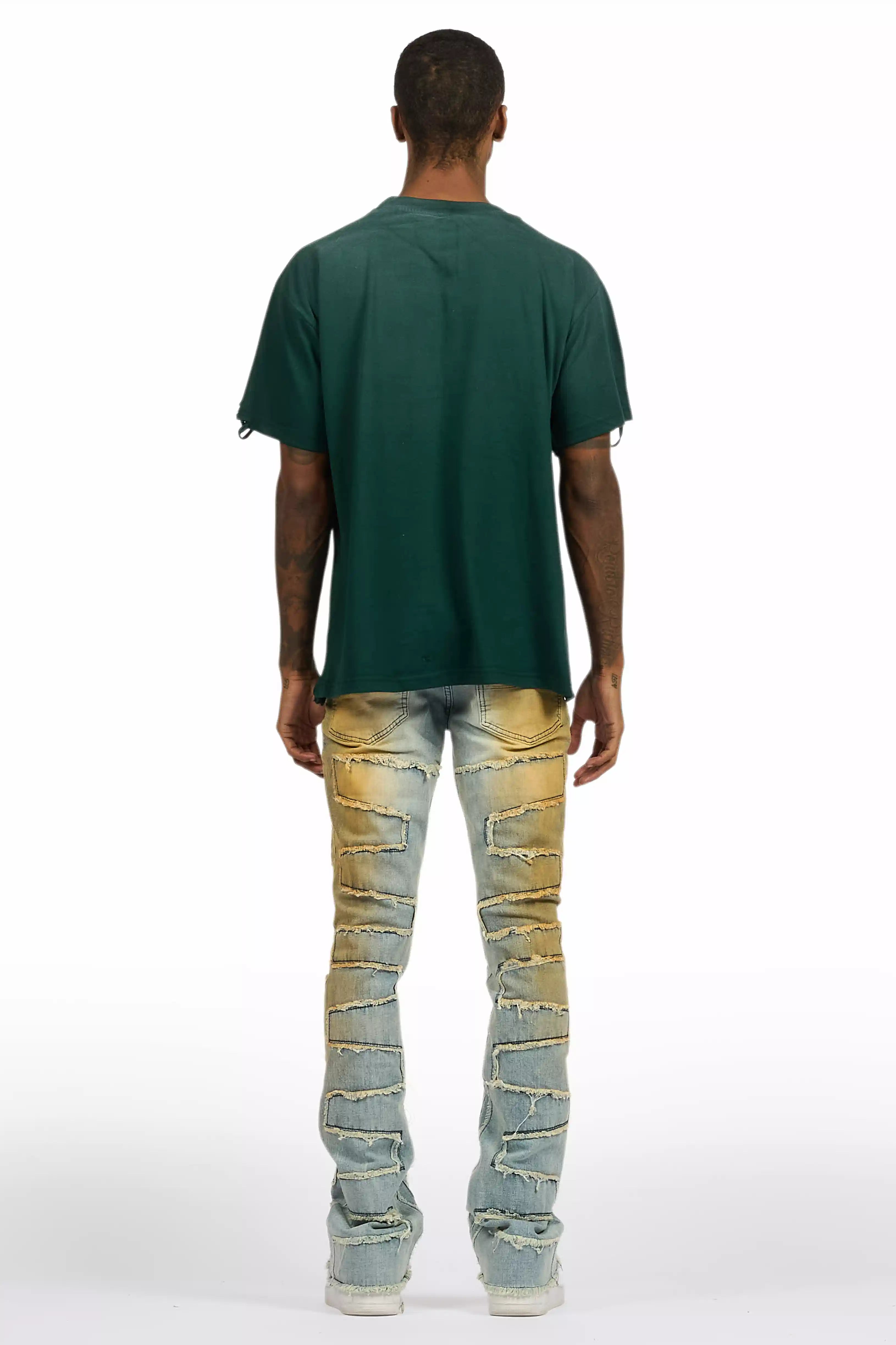 7749-shake-dirty-blue-stacked-flare-jean-6.jpg Shake Dirty Blue Stacked Flare Jean