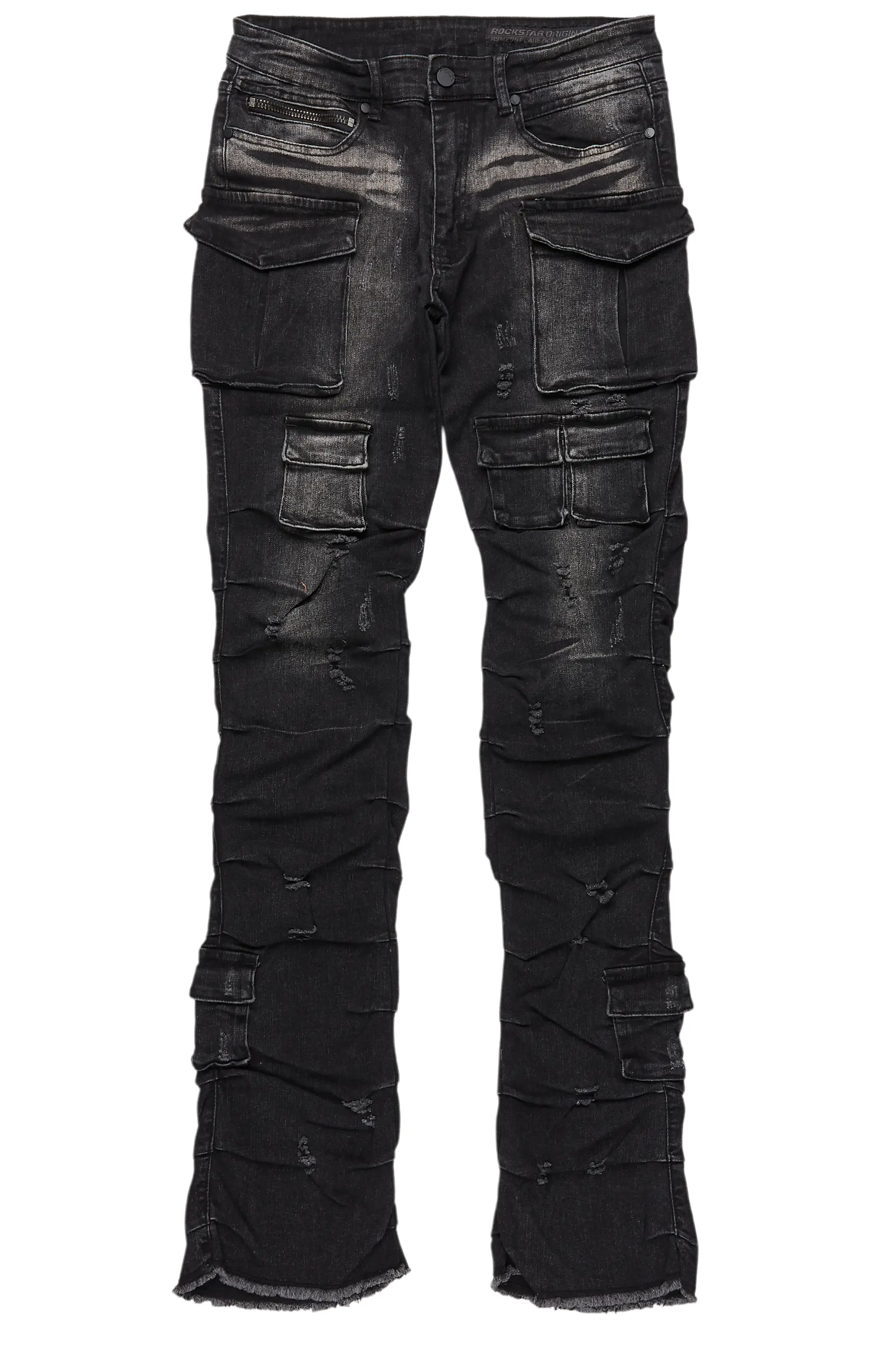 Gentry Dark Grey Wash Stacked Flare Jean