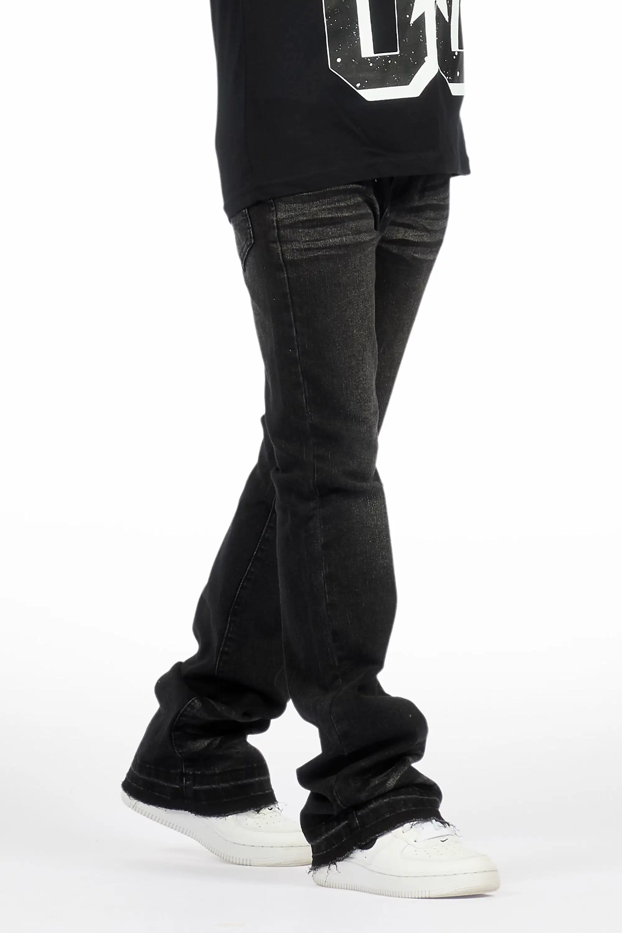 Boys Dag Dark Grey Stacked Flare Jean
