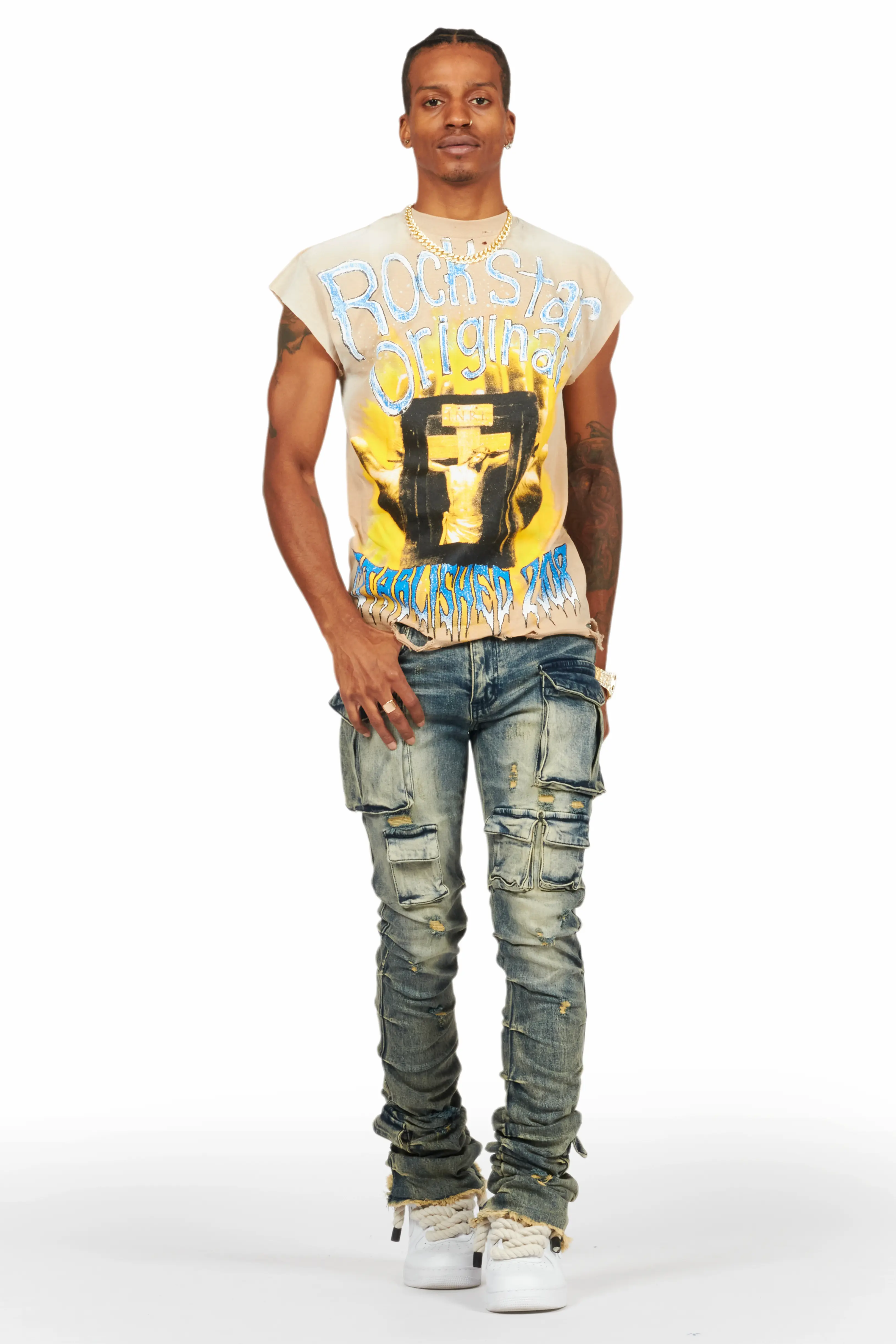 8079-gentry-tint-blue-stacked-flare-jean-3.webp Gentry Tint Blue Stacked Flare Jean
