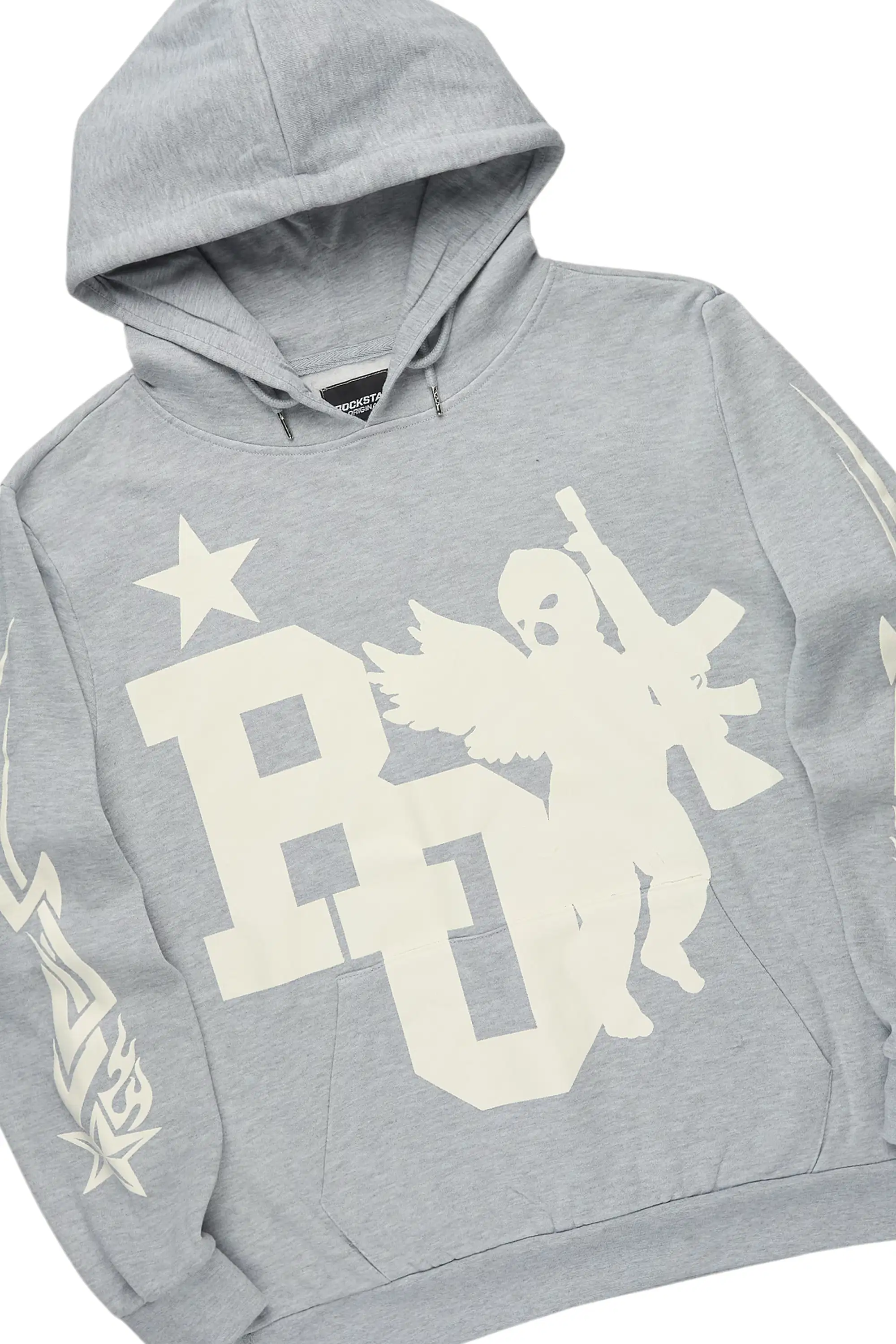 Pluton Heather Grey/Cream Hoodie/Stacked Flare Track Set