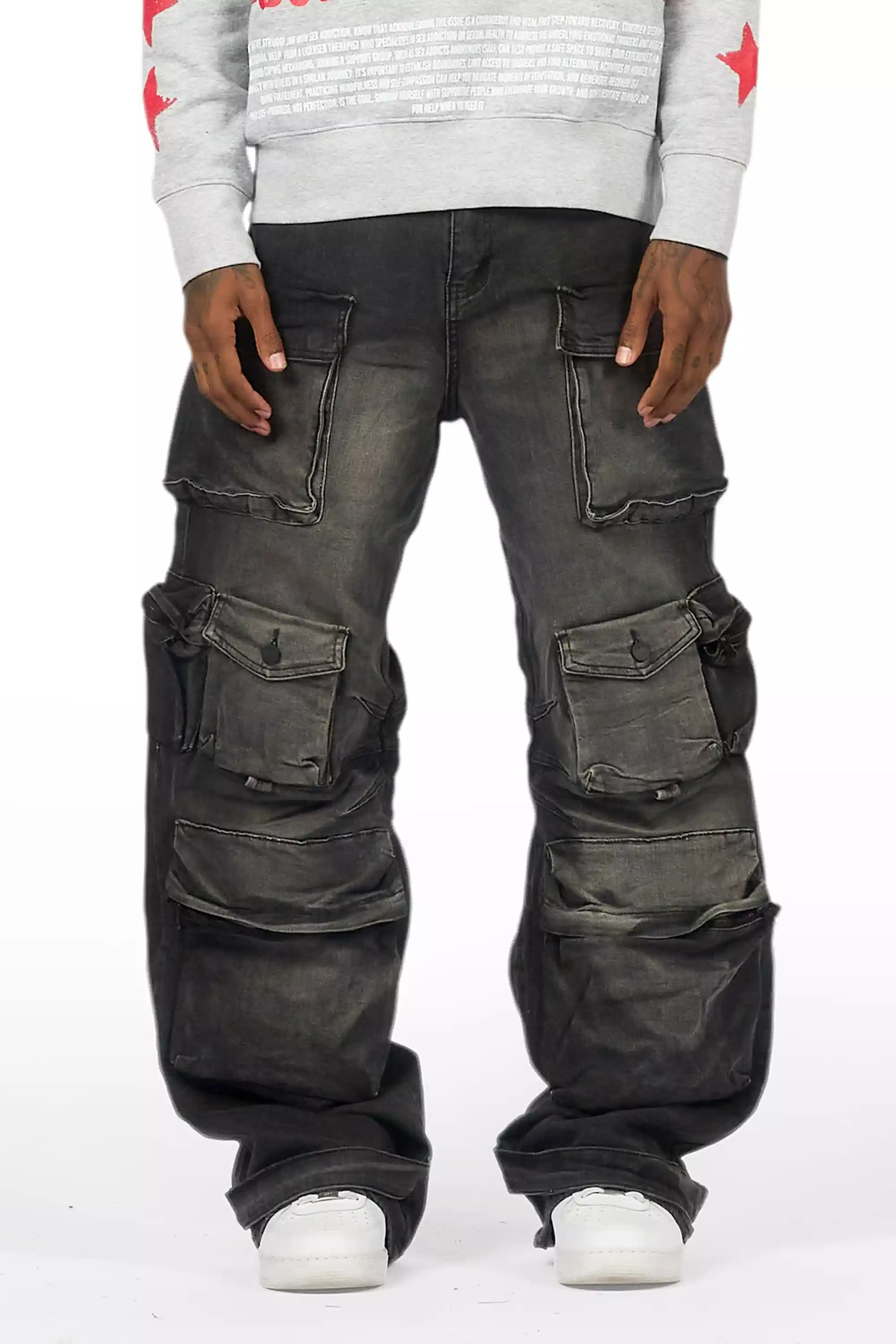 Mahesh Dark Grey Baggy Cargo Jean