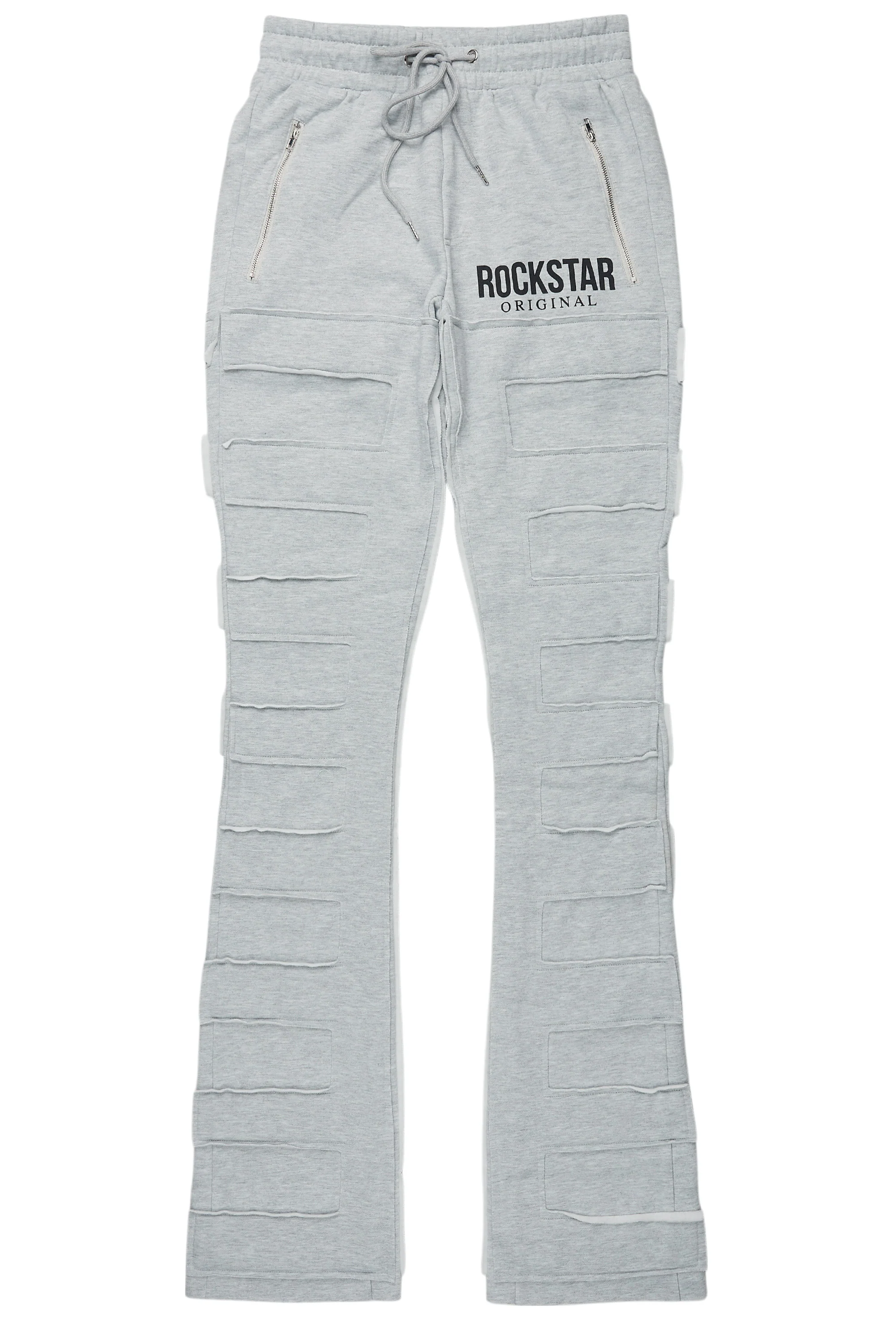 Emilio Heather Grey Stacked Flare Track Pant