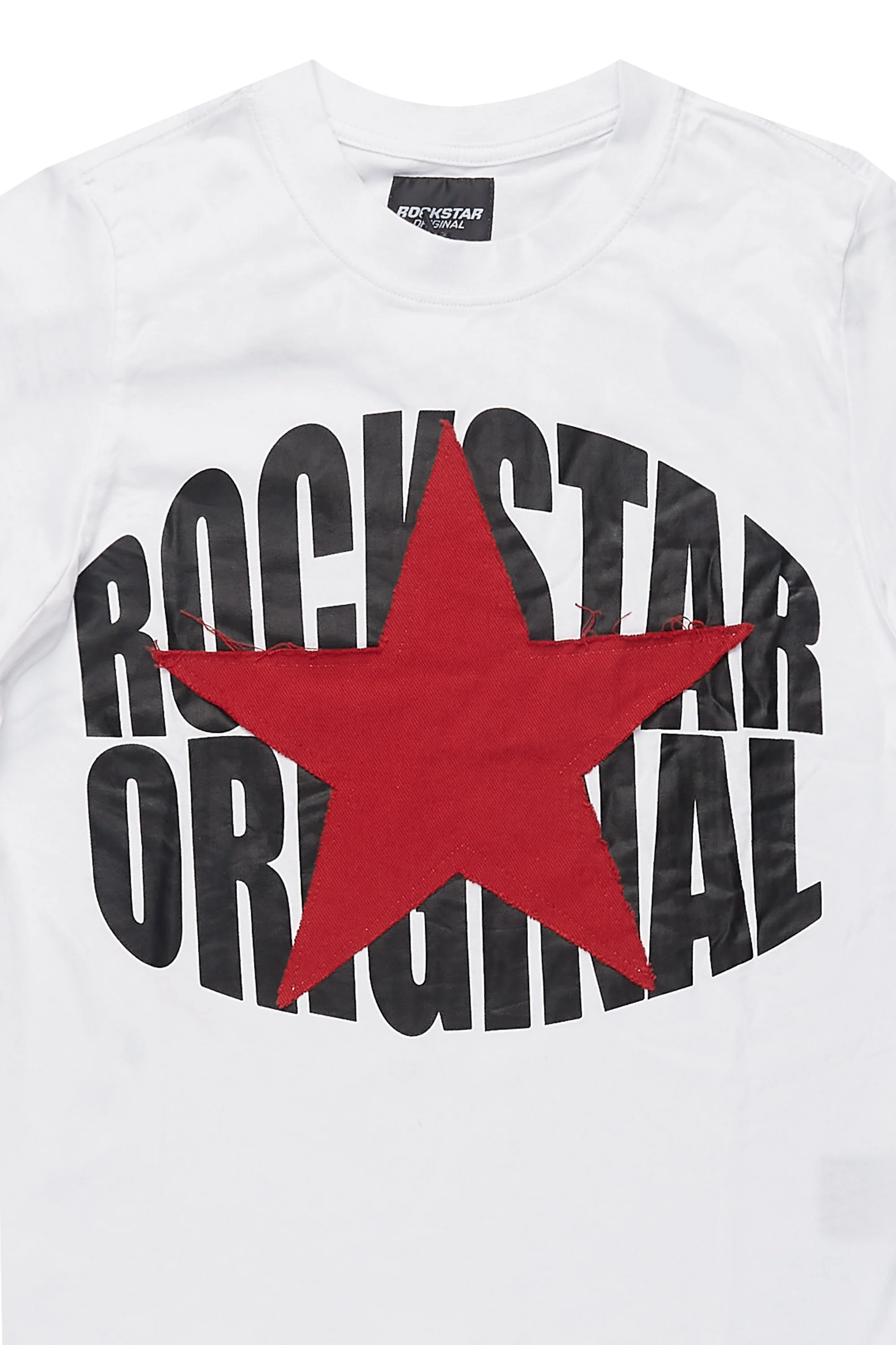 Boys State White/Red Graphic T-Shirt with Patch