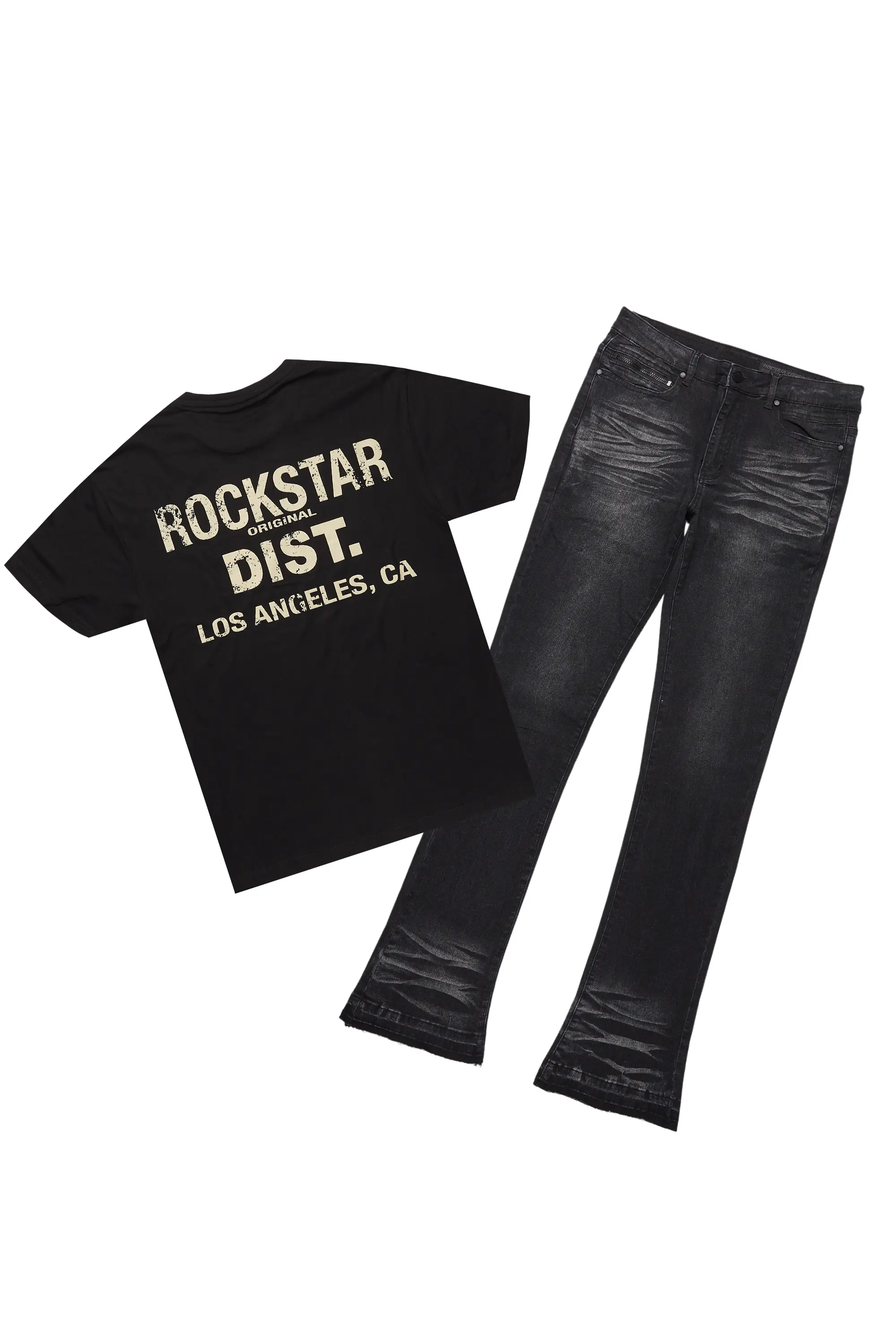 Lake Black/Beige T-Shirt/Dag Stacked Flare Jean Set