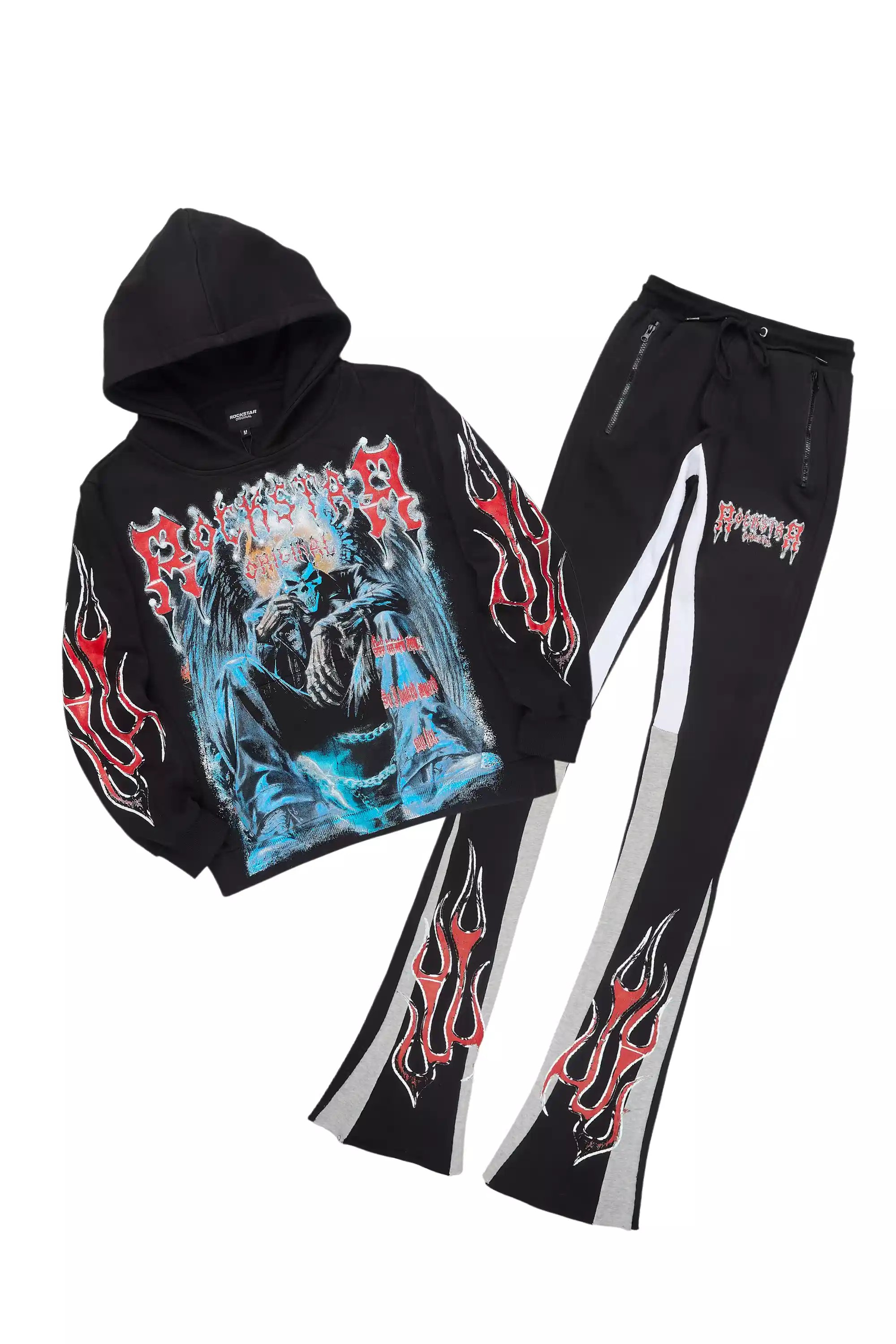 Krowne Black/Blue Hoodie/Super Stacked Track Set