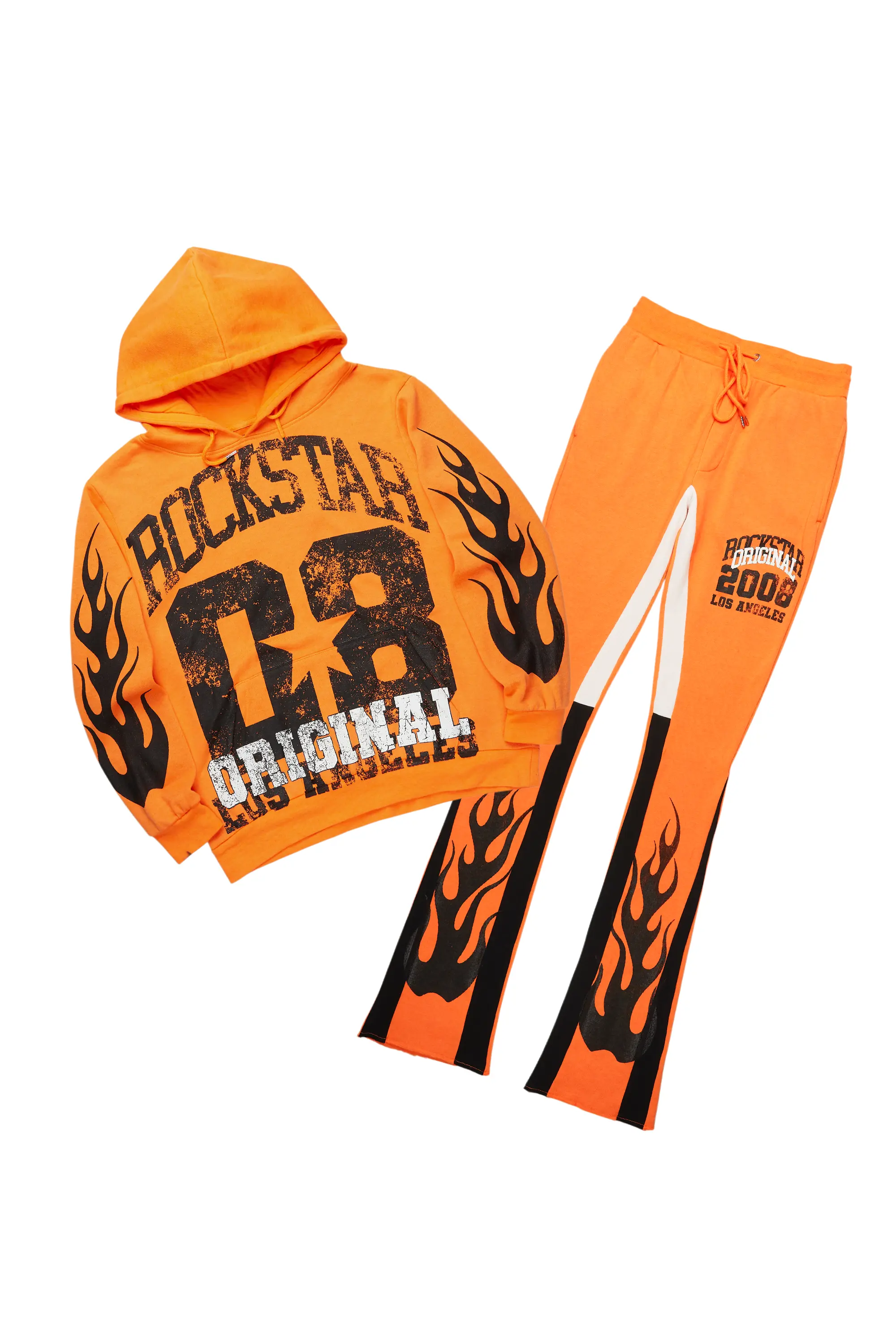 Damir Orange Hoodie/Stacked Flare Track Pant Set