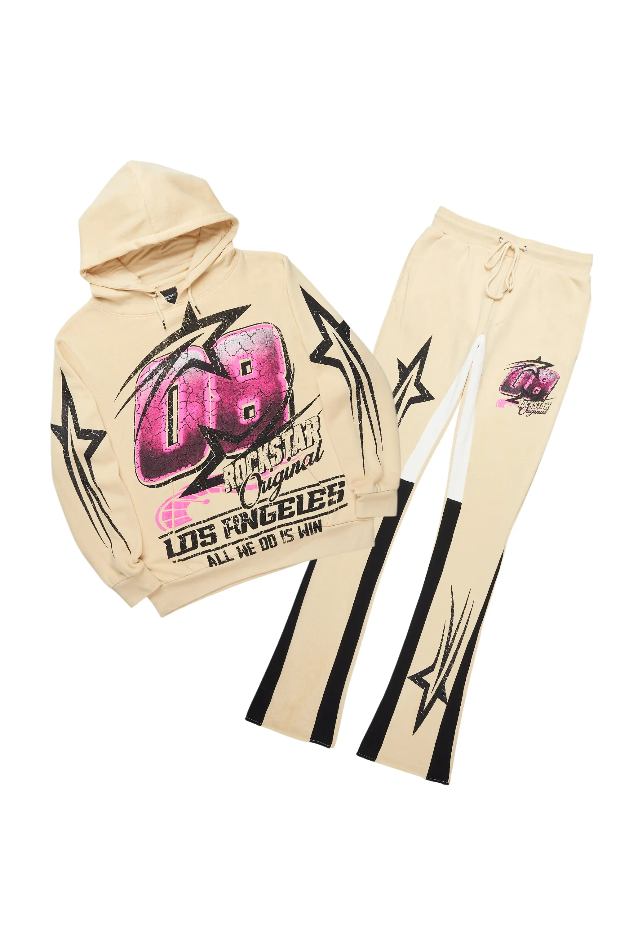 Kastell Beige Hoodie/Stack Flare Track Pant Set
