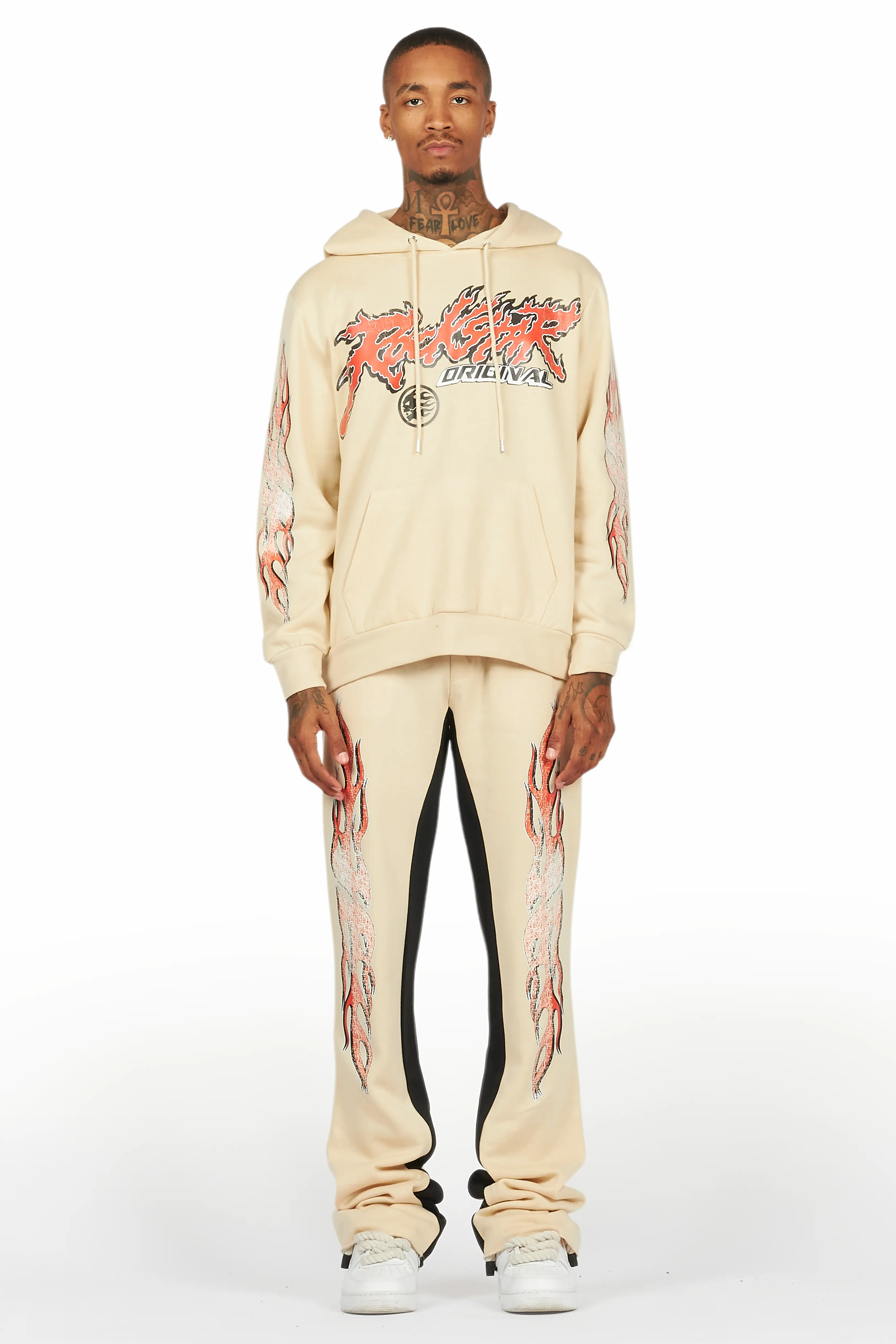Yash Beige Hoodie Baggy Fit Pant Track Set