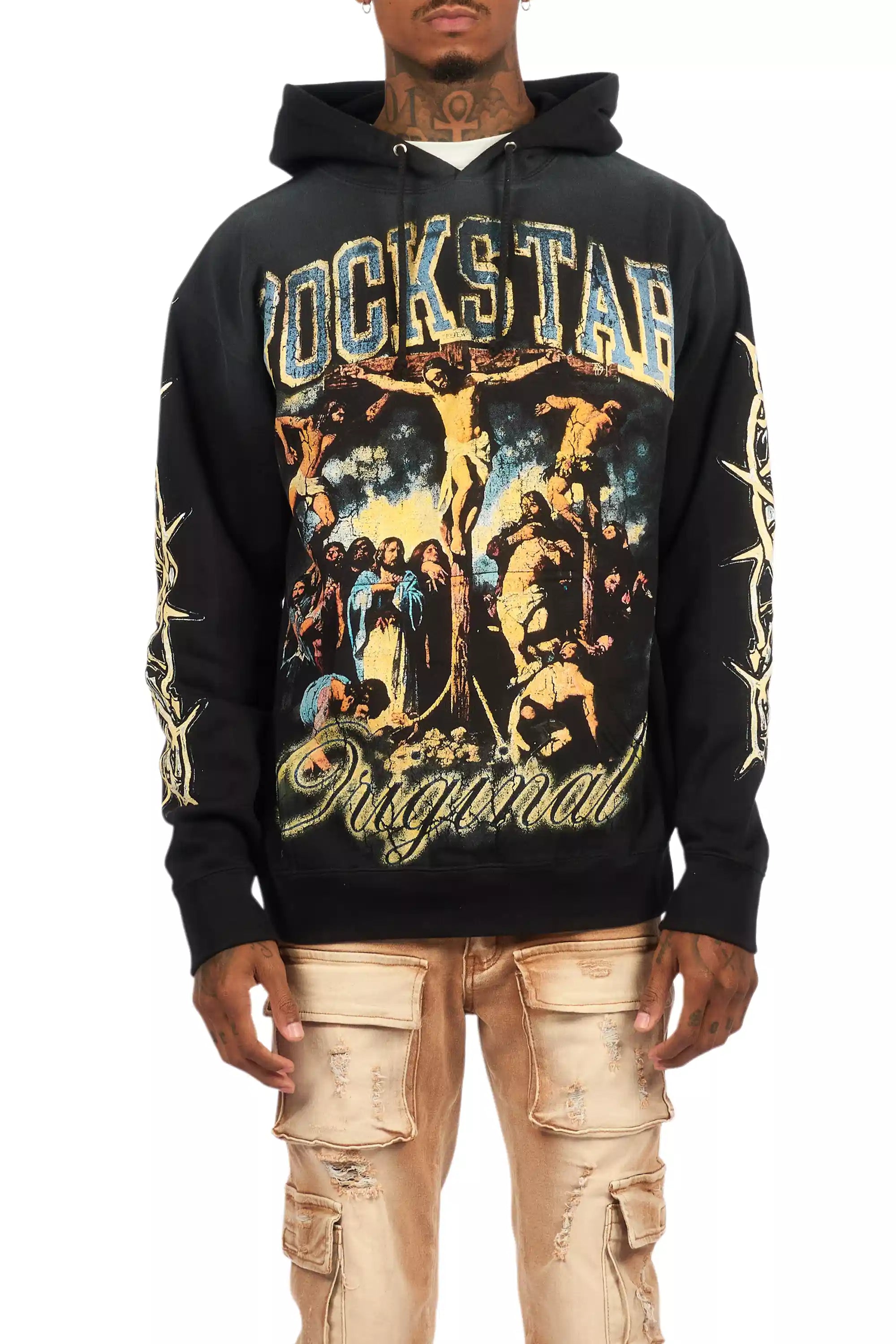 9674-waller-black-graphic-distressed-hoodie-9.jpg Waller Black Graphic Distressed Hoodie