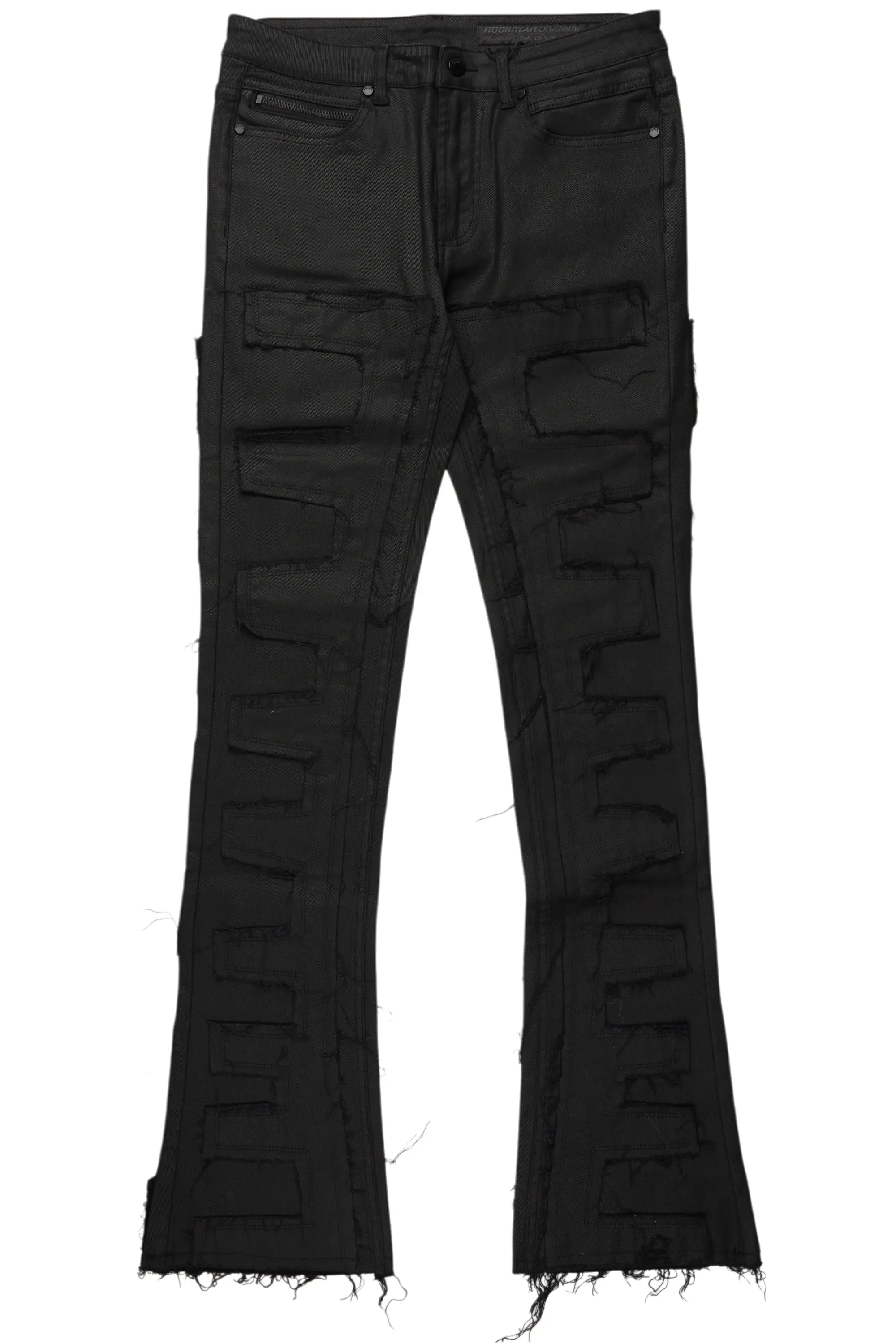 Shake Black Coated Stacked Flare Jean