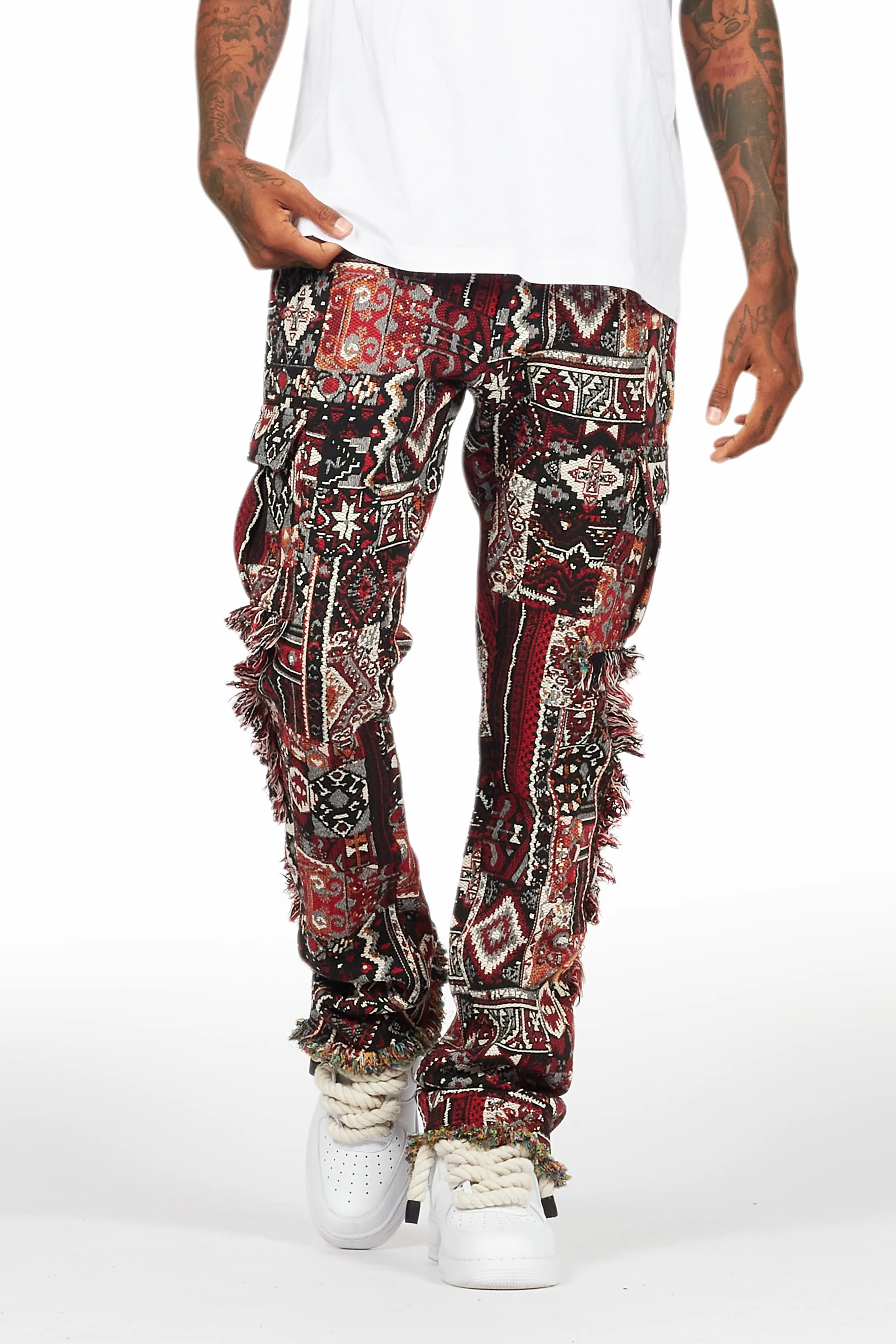 Ayami Black/Multi Slim Tapestry Flare Jean