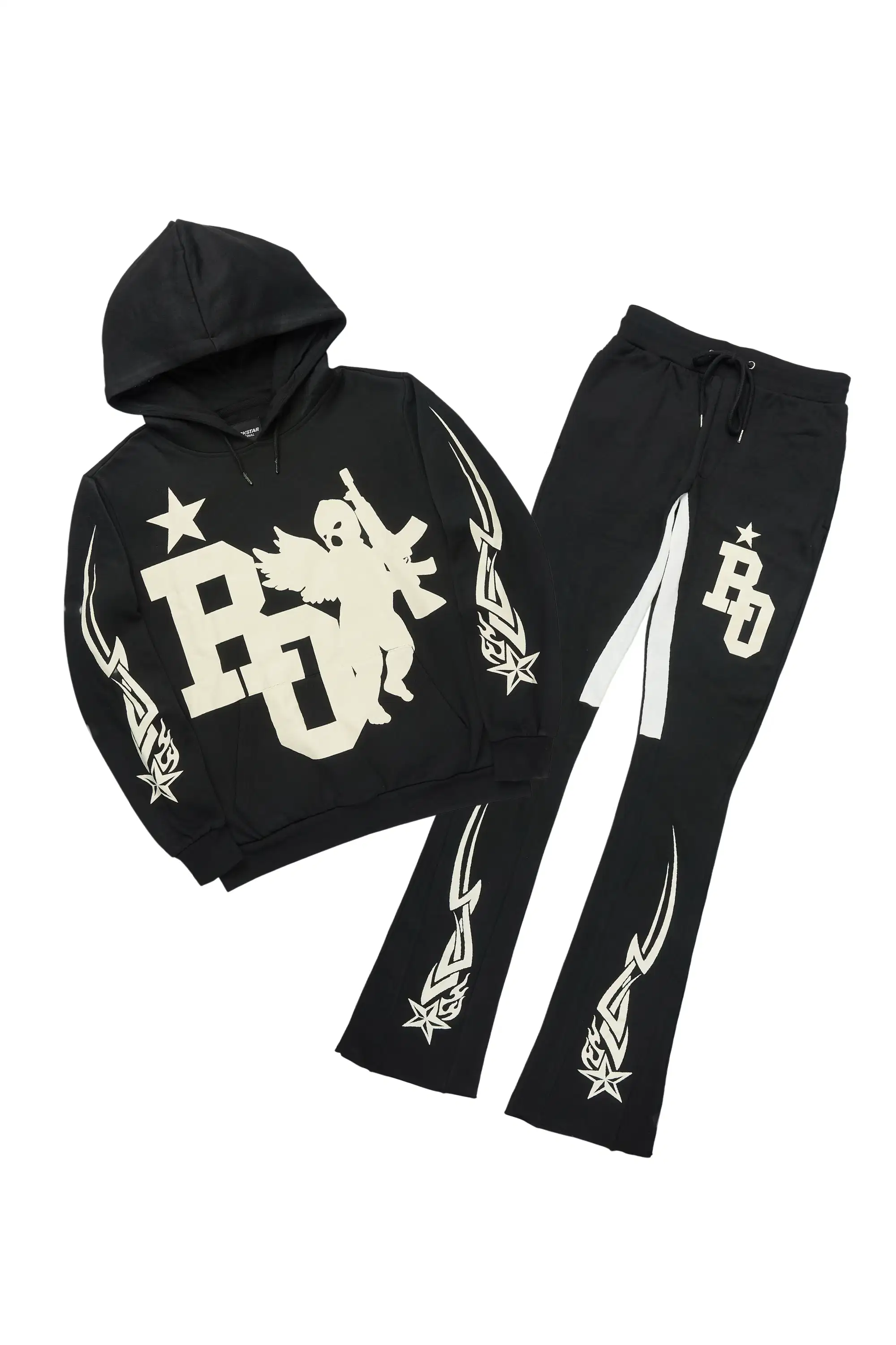 Pluton Black/Cream Hoodie/Stacked Flare Track Set