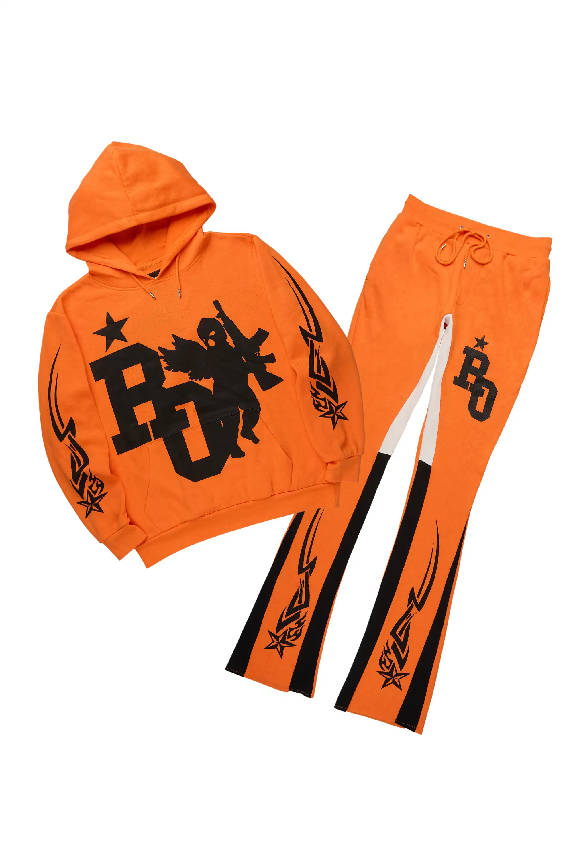 Pluton Orange/Black Hoodie/Stacked Flare Track Set