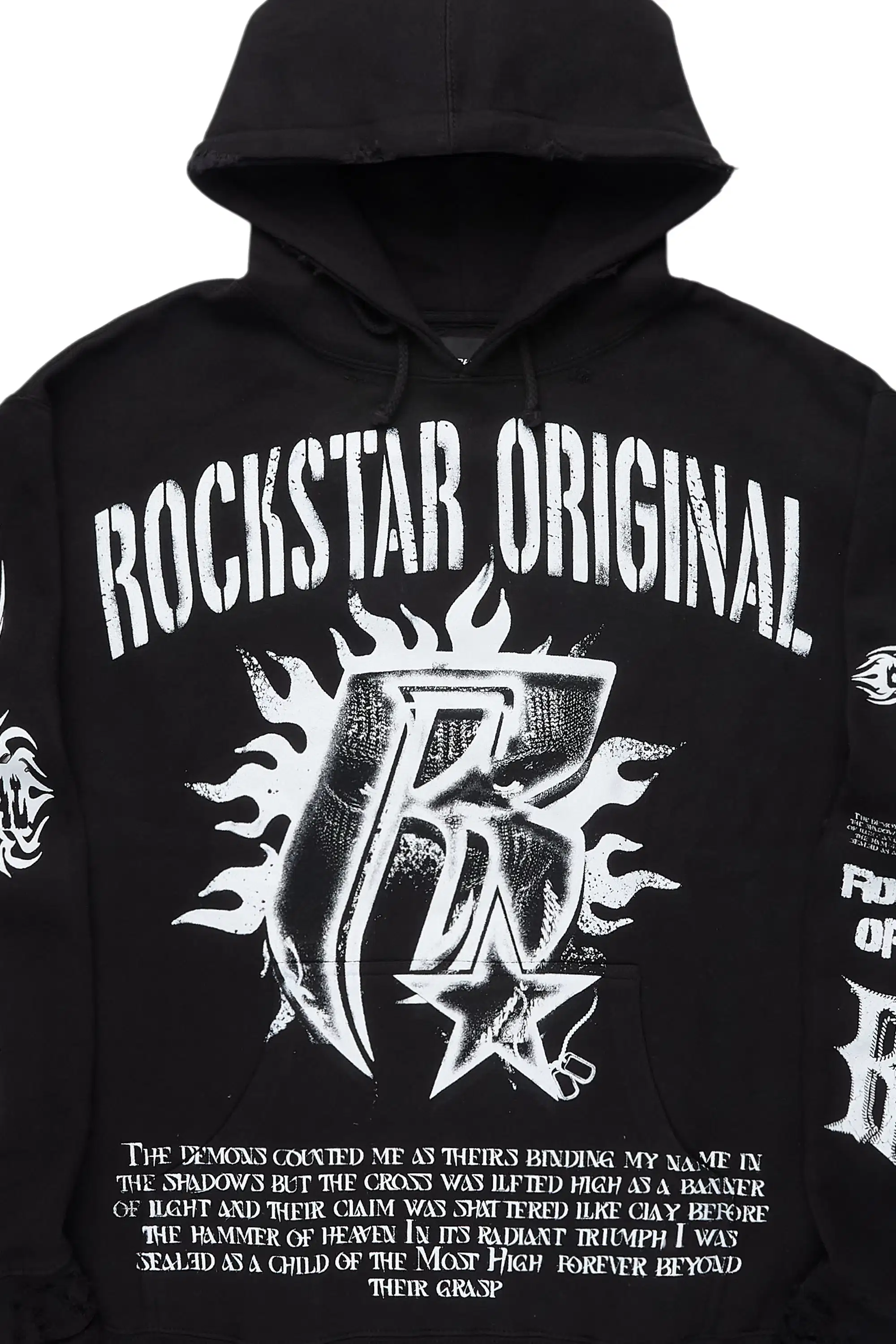 Raxil Black/Multi Distressed Graphic Hoodie
