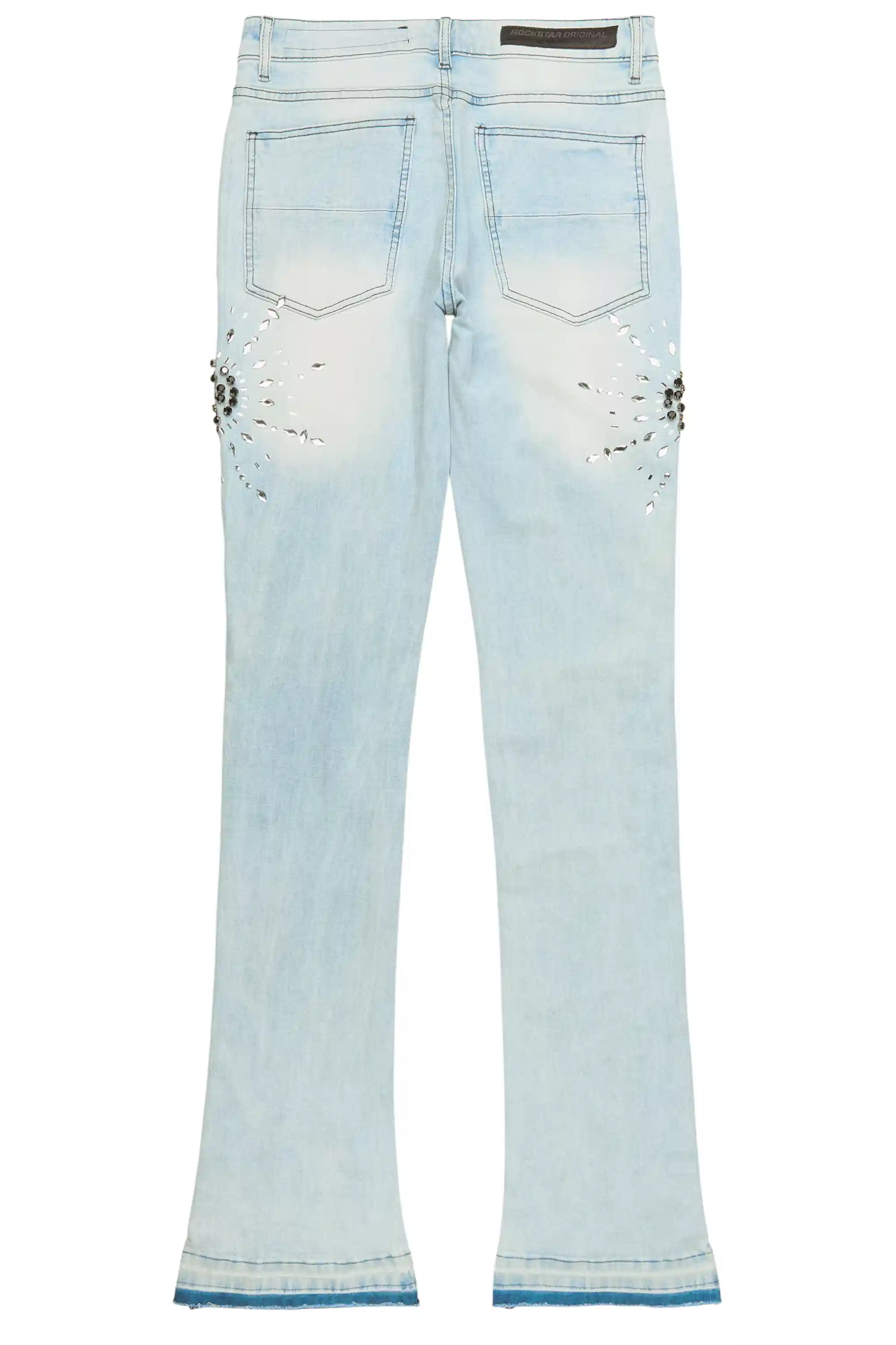 9930-tryst-light-blue-rhinestone-stacked-flare-jean-10.webp Tryst Light Blue Rhinestone Stacked Flare Jean