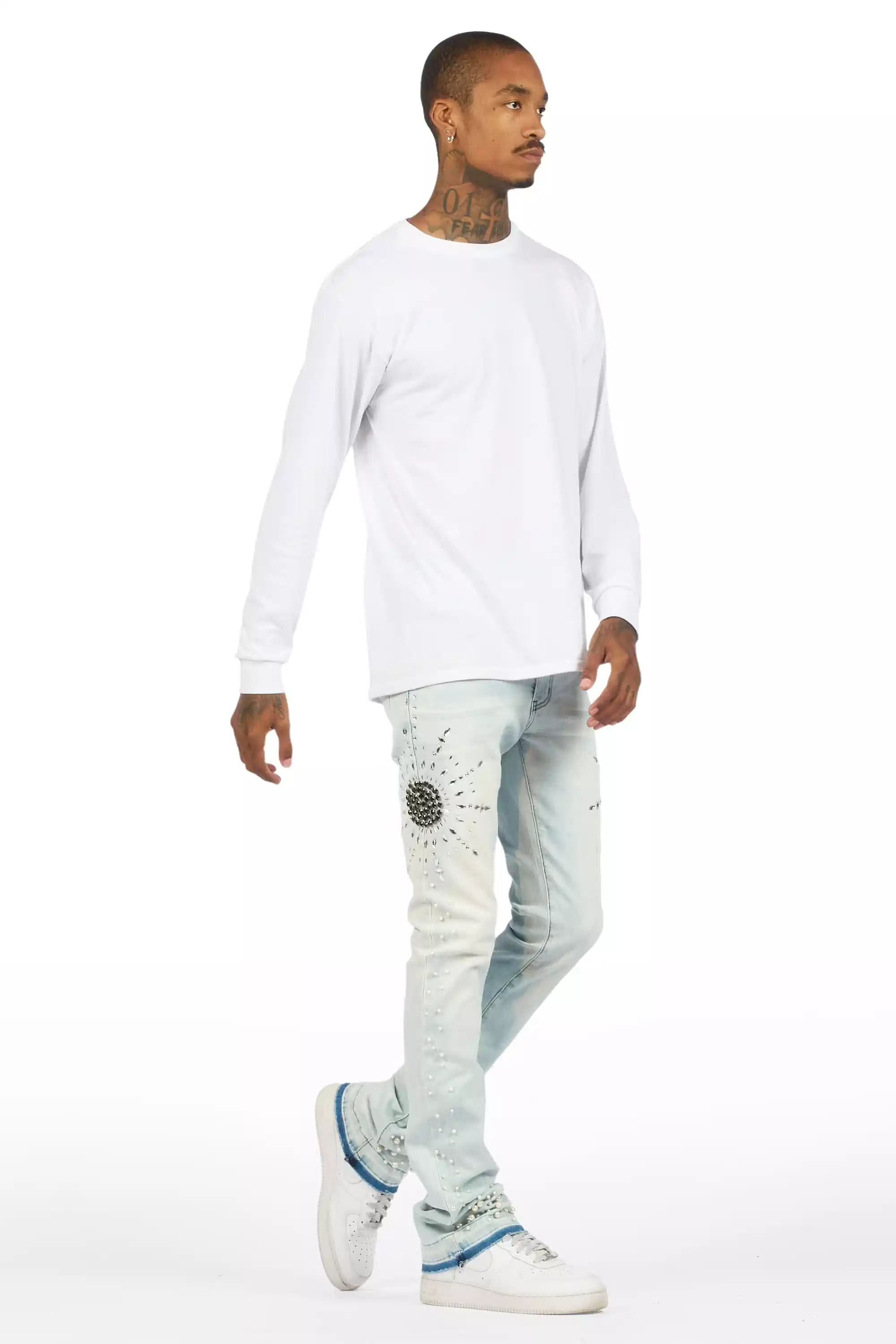 9930-tryst-light-blue-rhinestone-stacked-flare-jean-5.webp Tryst Light Blue Rhinestone Stacked Flare Jean