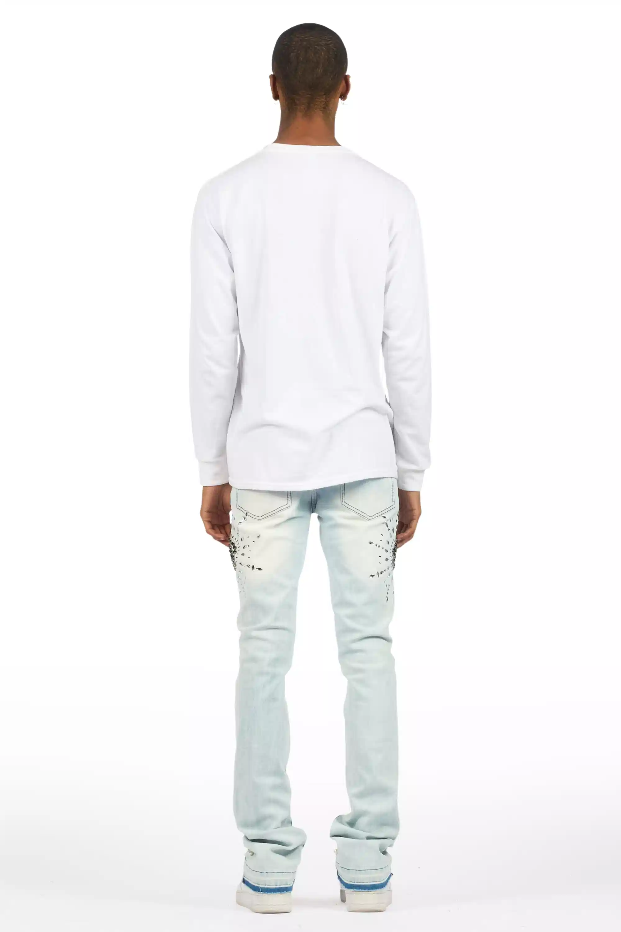 9930-tryst-light-blue-rhinestone-stacked-flare-jean-6.webp Tryst Light Blue Rhinestone Stacked Flare Jean