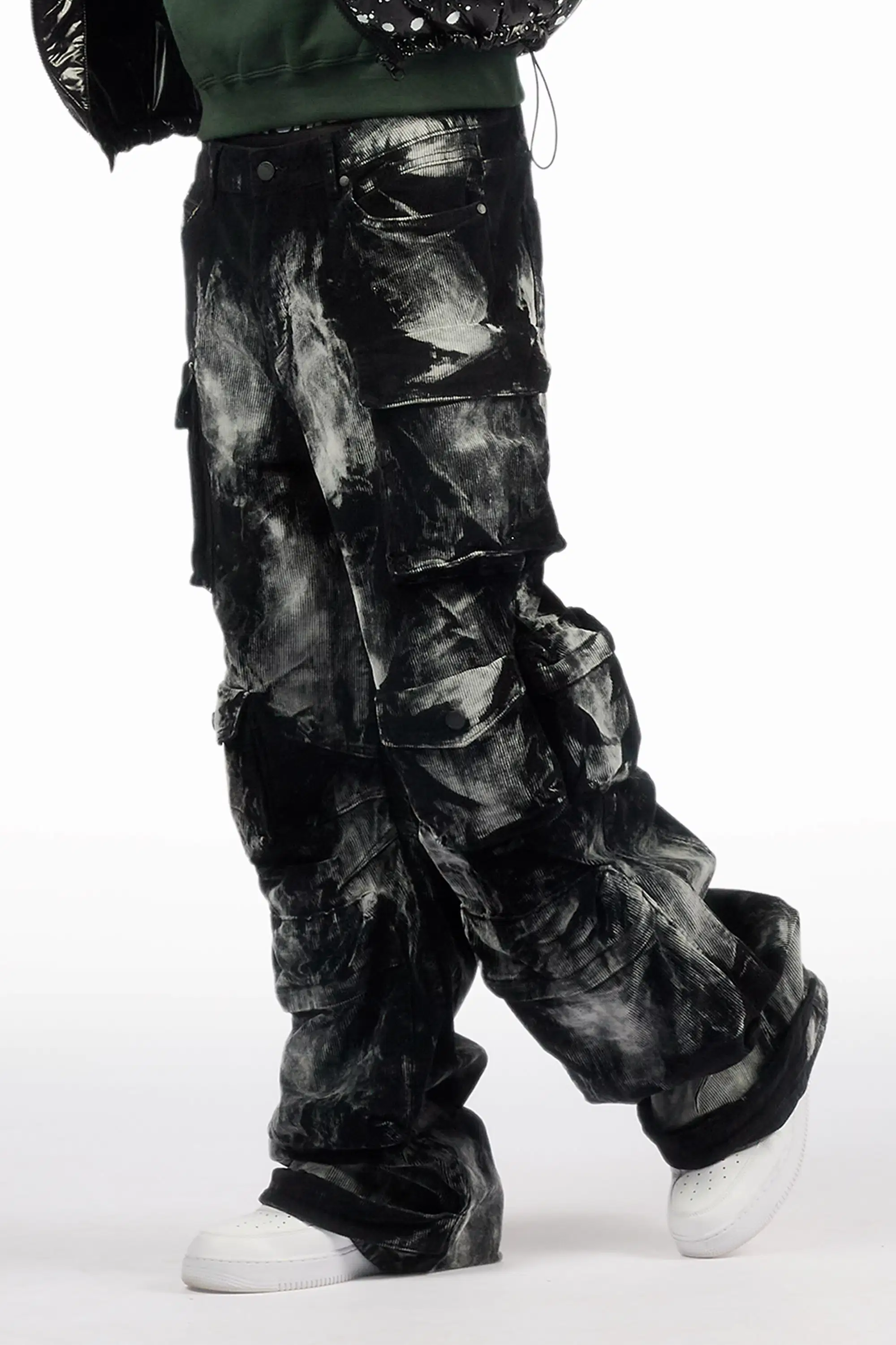 Mahesh Black Baggy Cargo Corduroy Pant