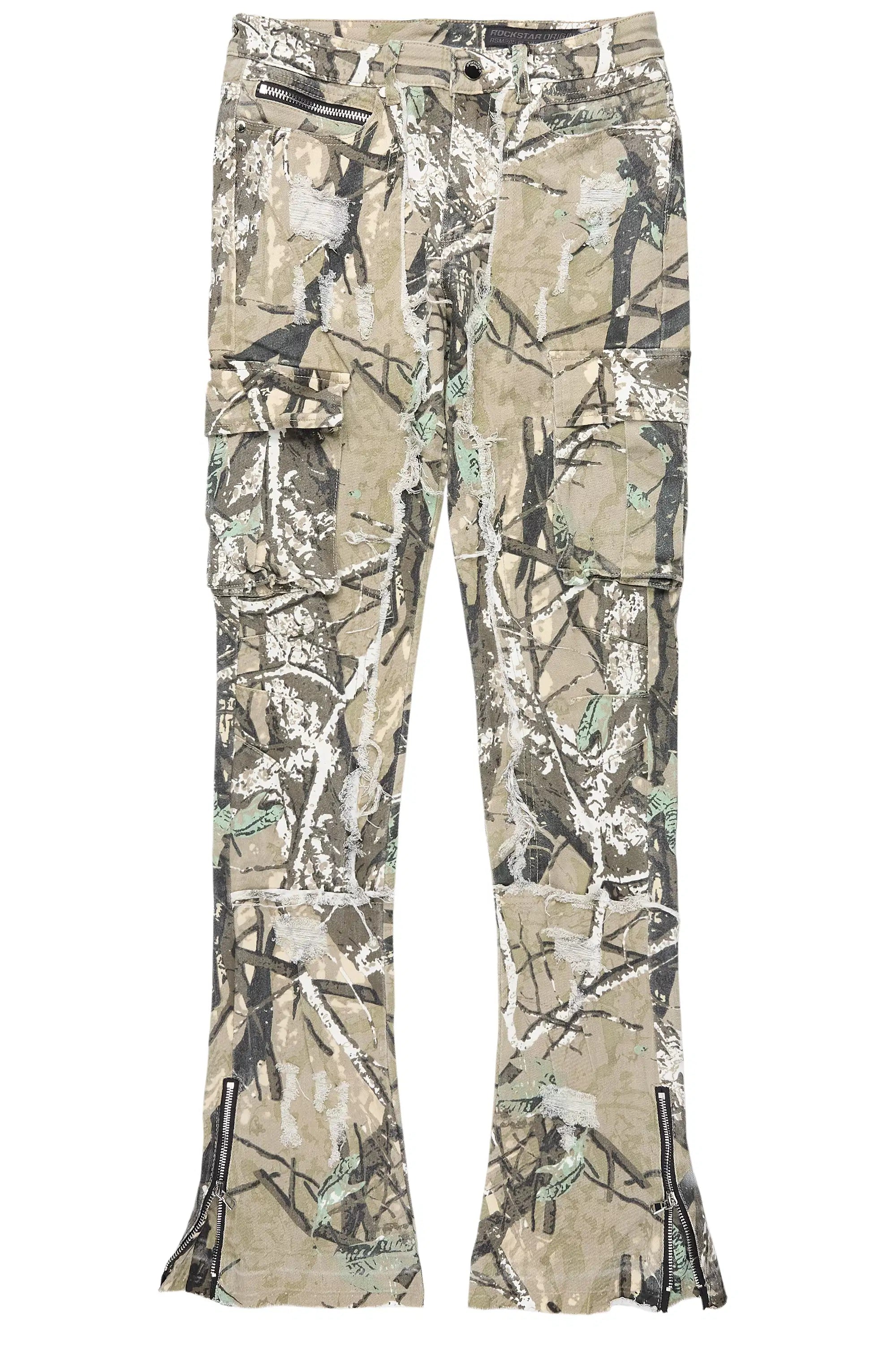 Aftermath Tree Camo Stacked Flare Jean